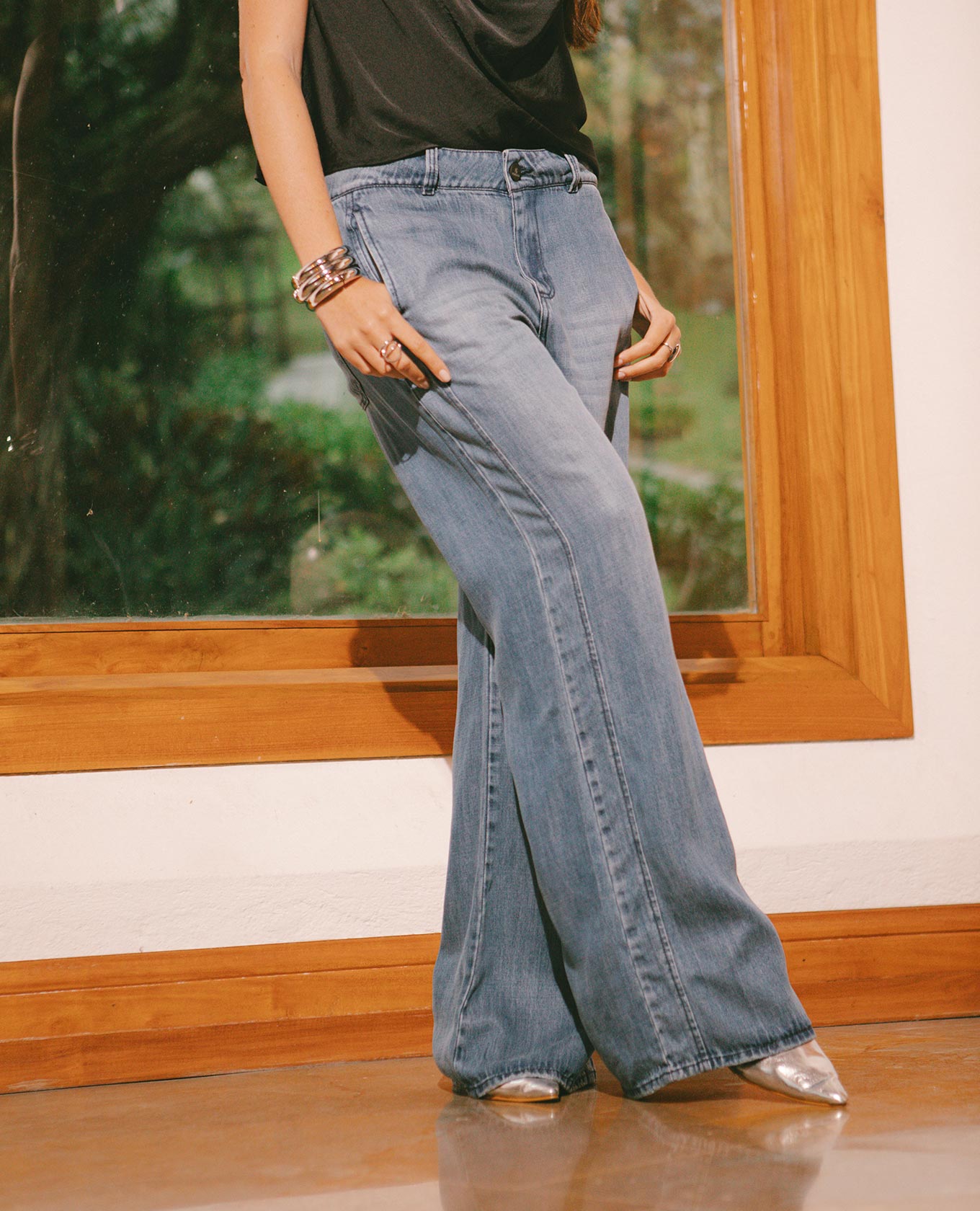 JEAN WIDE LEG PARA MUJER EN LYOCELL CON BOLSILLOS LATERALES Adrissa | Ropa para mujer Jeans