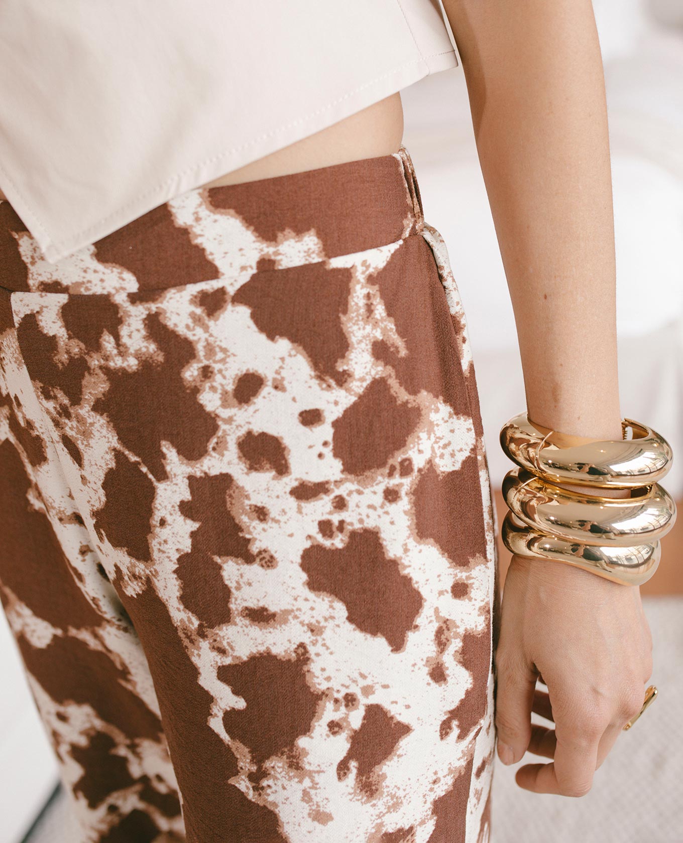 PANTALÓN RECTO PARA MUJER ESTAMPADO MANCHAS CINTURA CON ELÁSTICO Adrissa