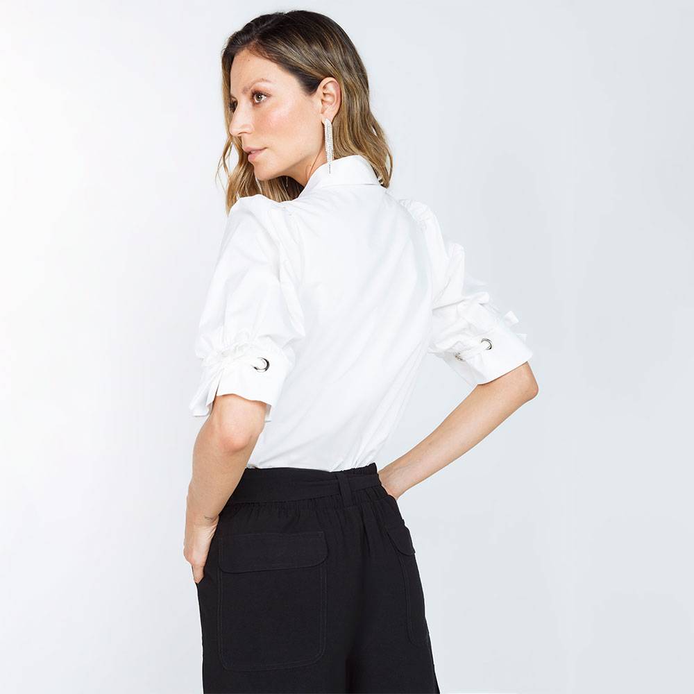 CAMISA BLANCA MANGA CORTA PARA MUJER Adrissa