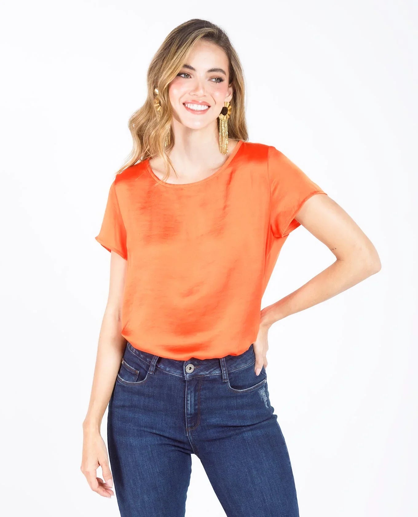 BLUSA ADRISSA BÁSICA JULIANA PARA MUJER NARANJA Adrissa