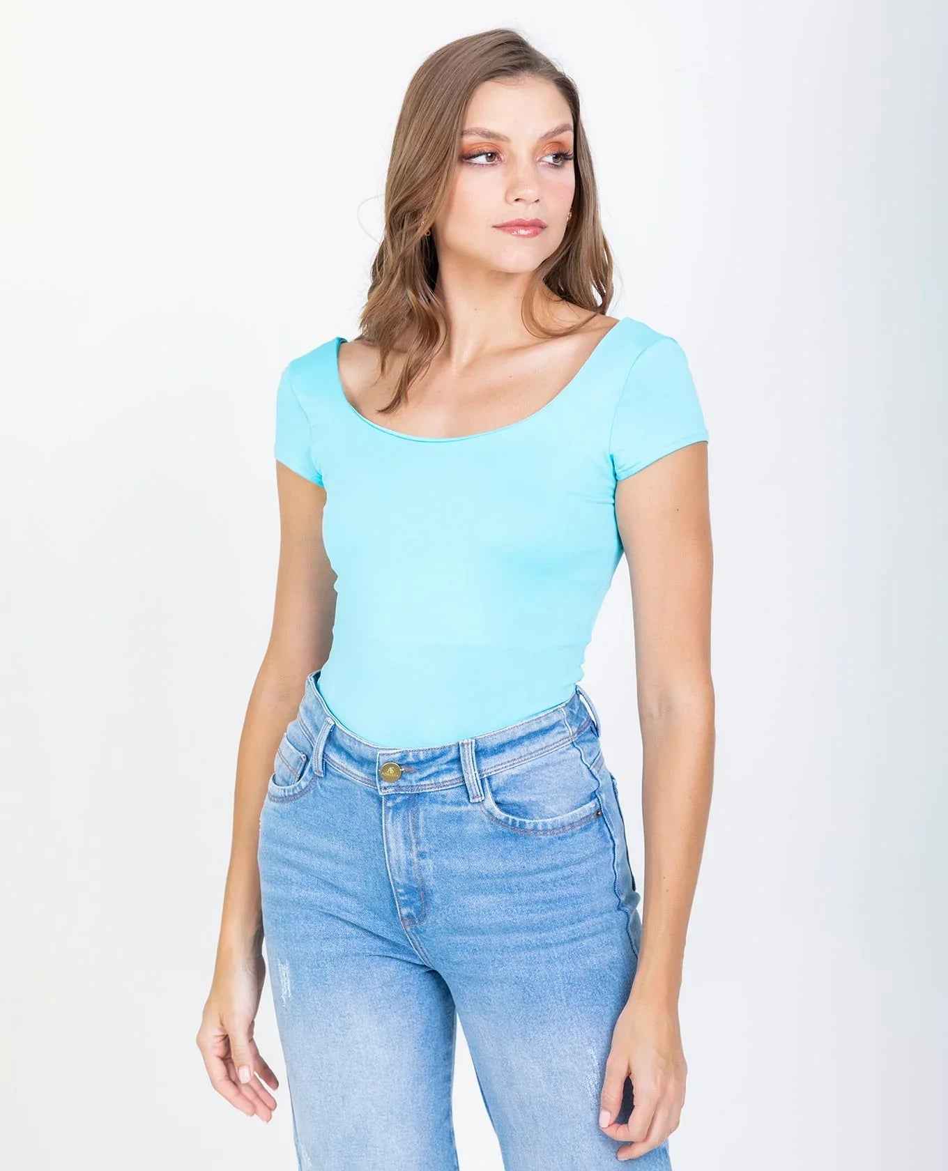 BLUSA ADRISSA BÁSICA REBECA PARA MUJER AZUL AGUAMARINA Adrissa Blusas