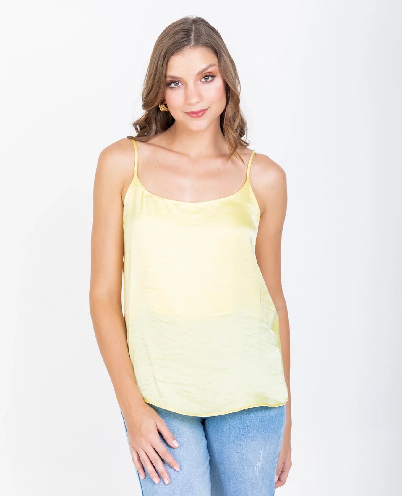 BLUSA BÁSICA OLIVIA DE TIRAS PARA MUJER AMARILLO Adrissa