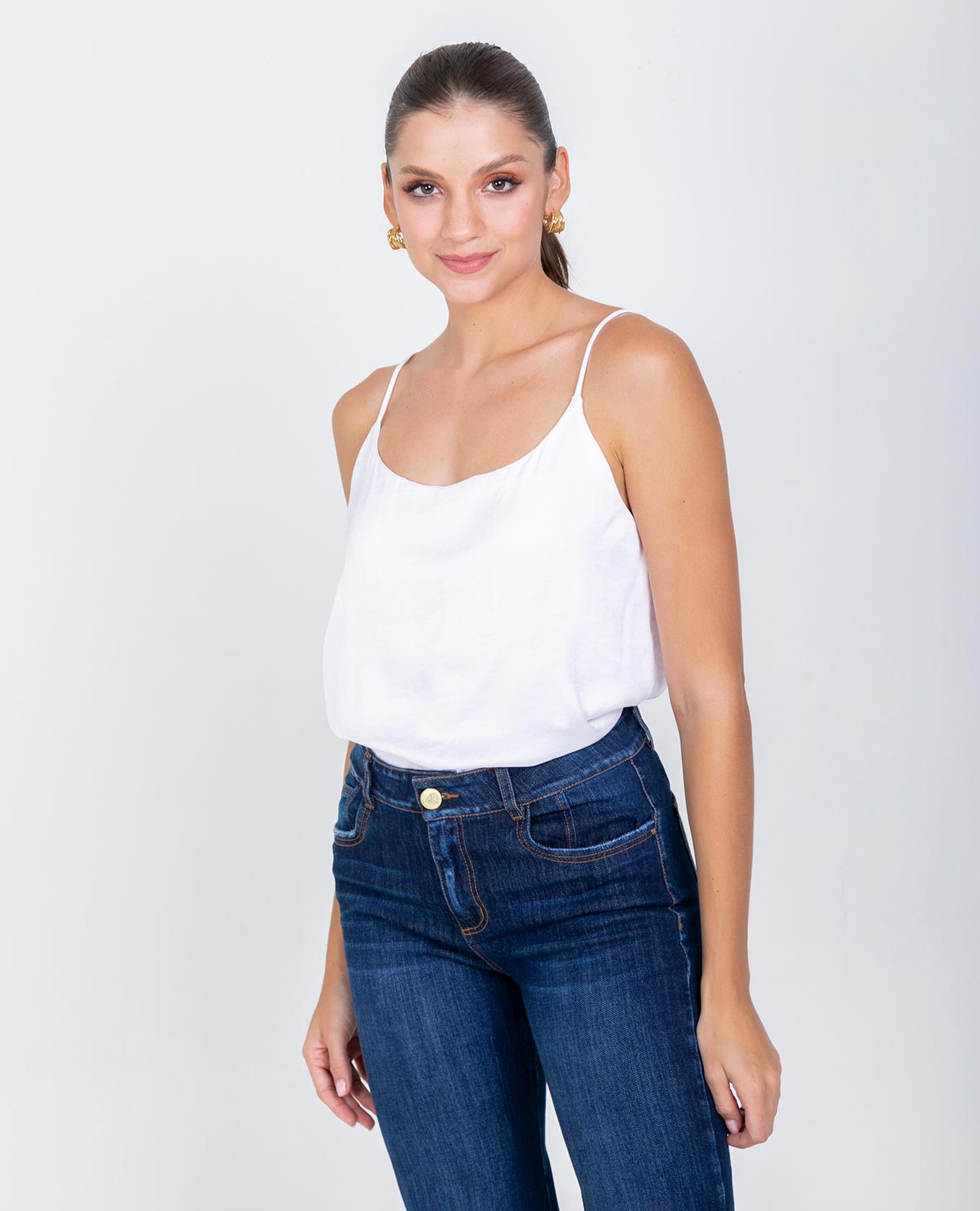 BLUSA BÁSICA OLIVIA DE TIRAS PARA MUJER BLANCO Adrissa