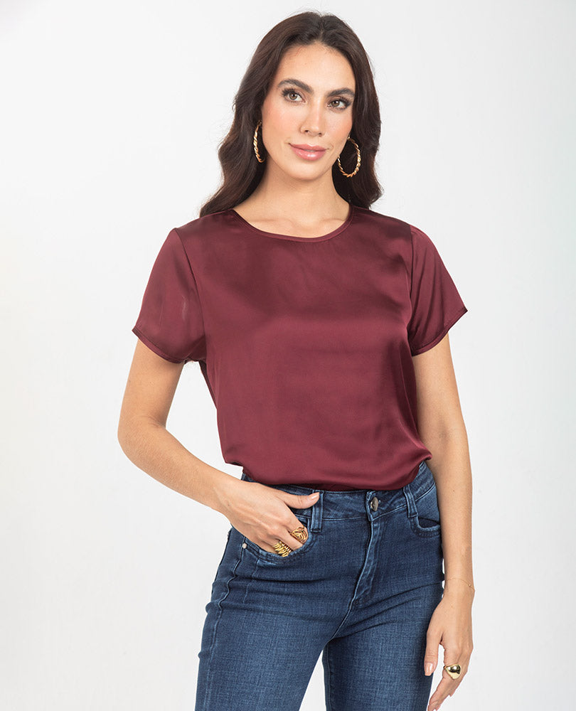 BLUSA ADRISSA BÁSICA MARÍA PARA MUJER VINOTINTO Adrissa