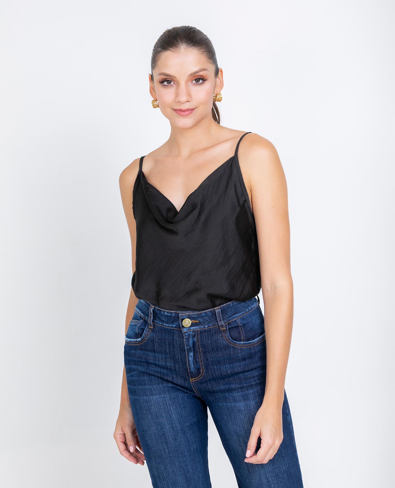 BLUSA BÁSICA RENATA PARA MUJER CON TIRAS NEGRO Adrissa
