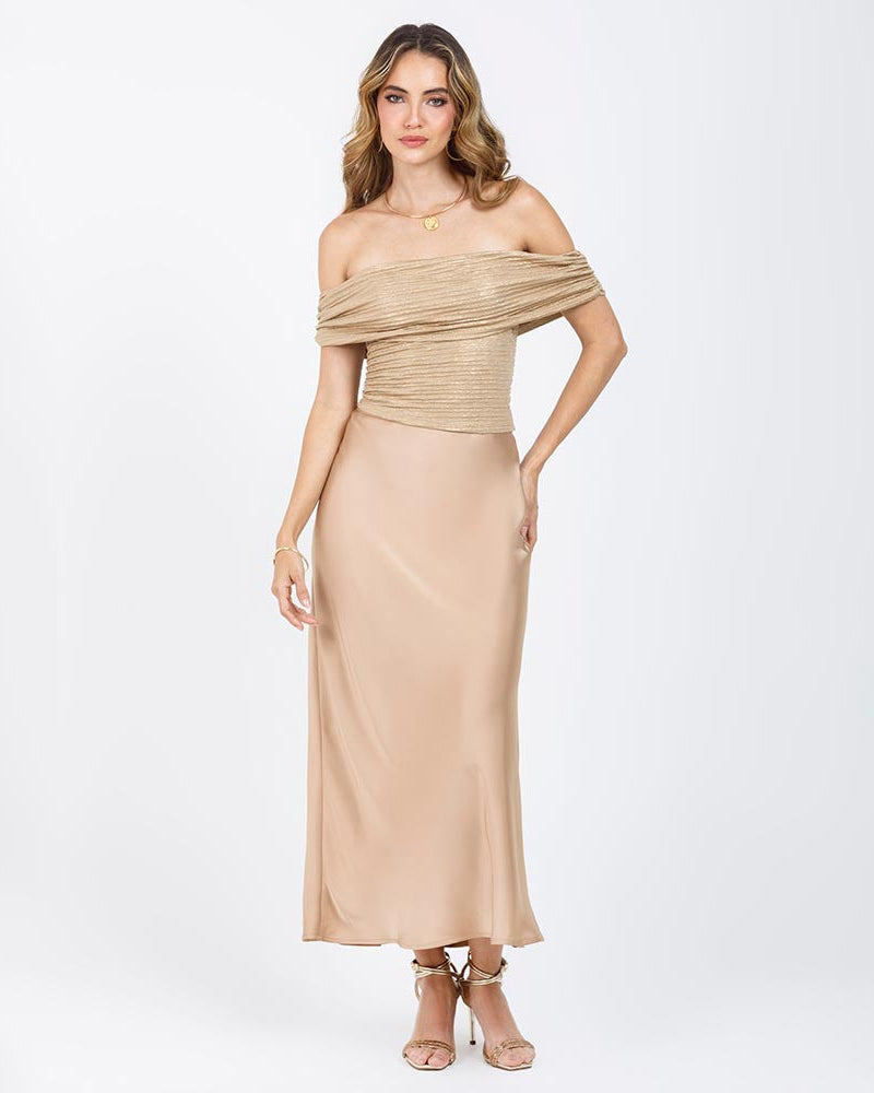 FALDA LARGA PARA MUJER EN TELA SATINADA Adrissa