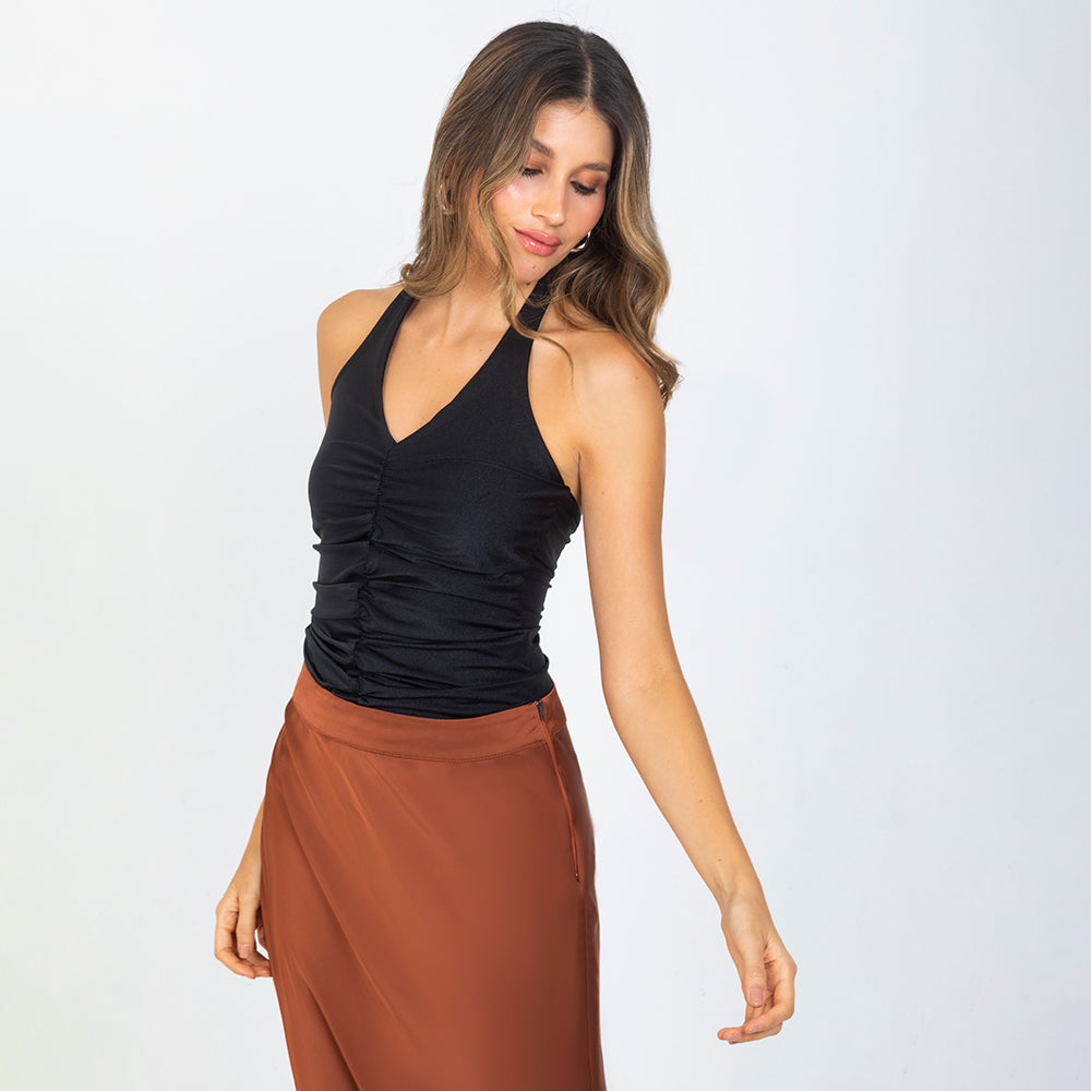 BLUSA CON RECOGIDO PARA MUJER ESCOTE V Adrissa