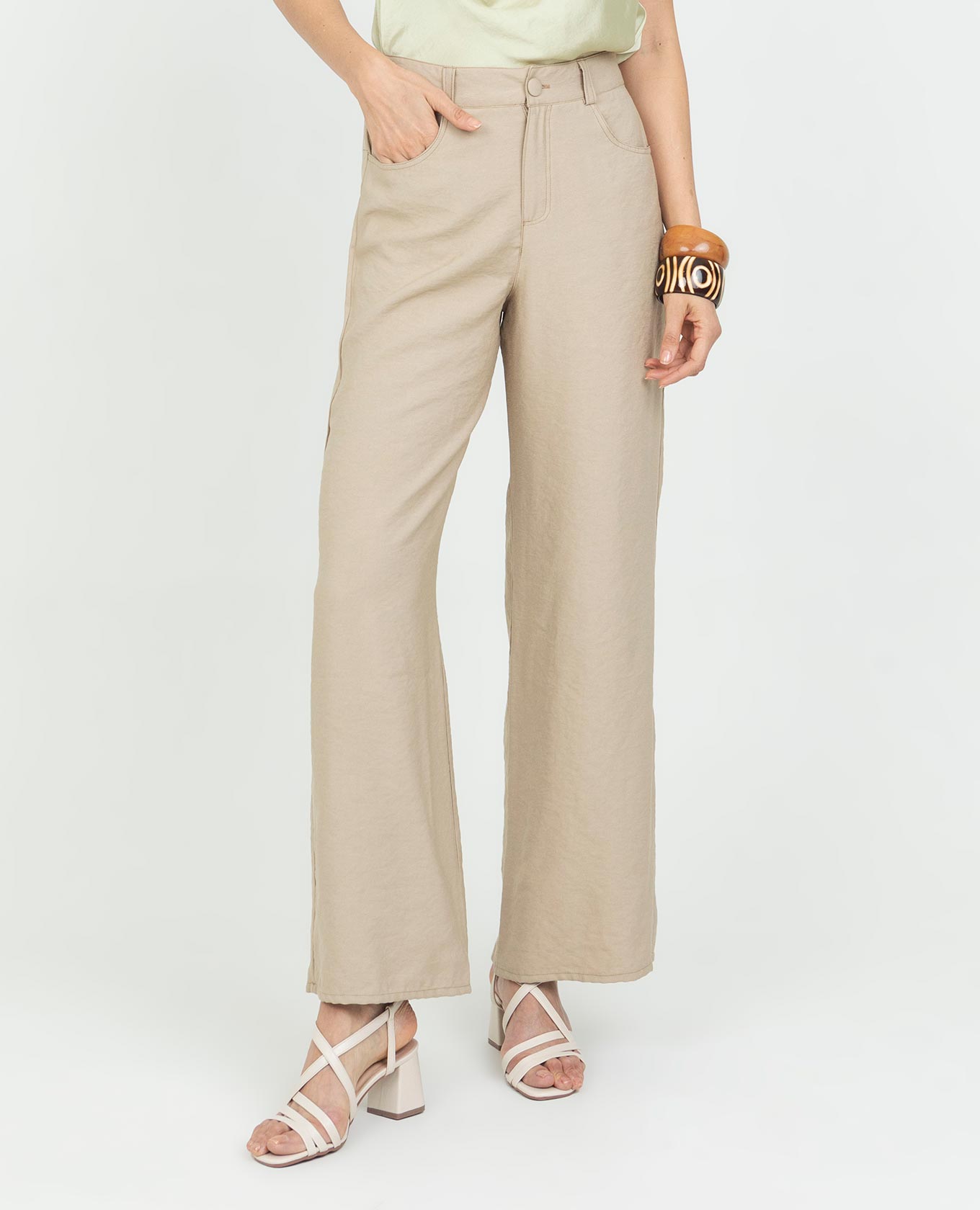 PANTALÓN WIDE LEG PARA MUJER CINTURA CON ELÁSTICO Y BOTÓN FORRADO Adrissa | Ropa para mujer Pantalones