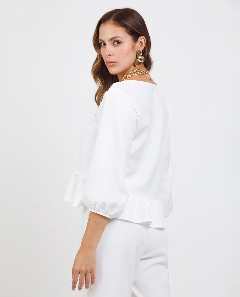BLUSA AMARRES PARA MUJER AJUSTABLE CON TIRAS MANGA 3/4 Adrissa