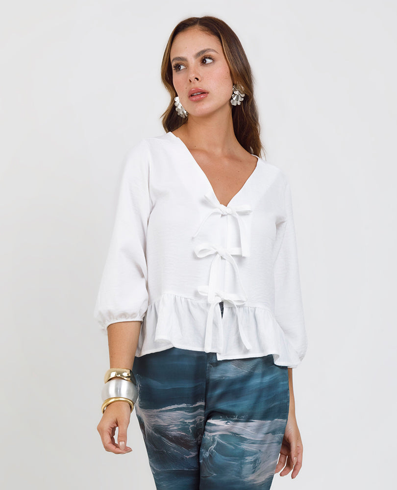BLUSA AMARRES PARA MUJER AJUSTABLE CON TIRAS MANGA 3/4 Adrissa