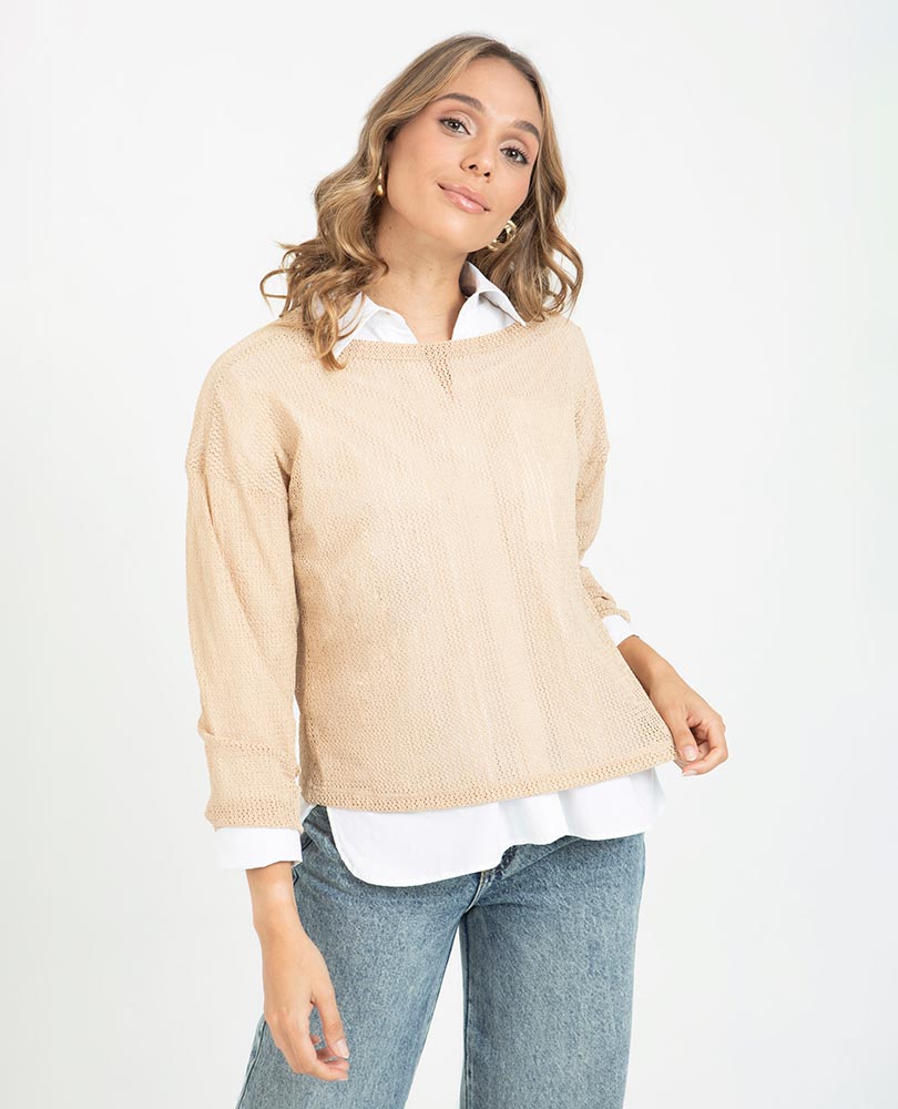 BUZO TEJIDO PARA MUJER ESCOTE SEMIBANDE Adrissa