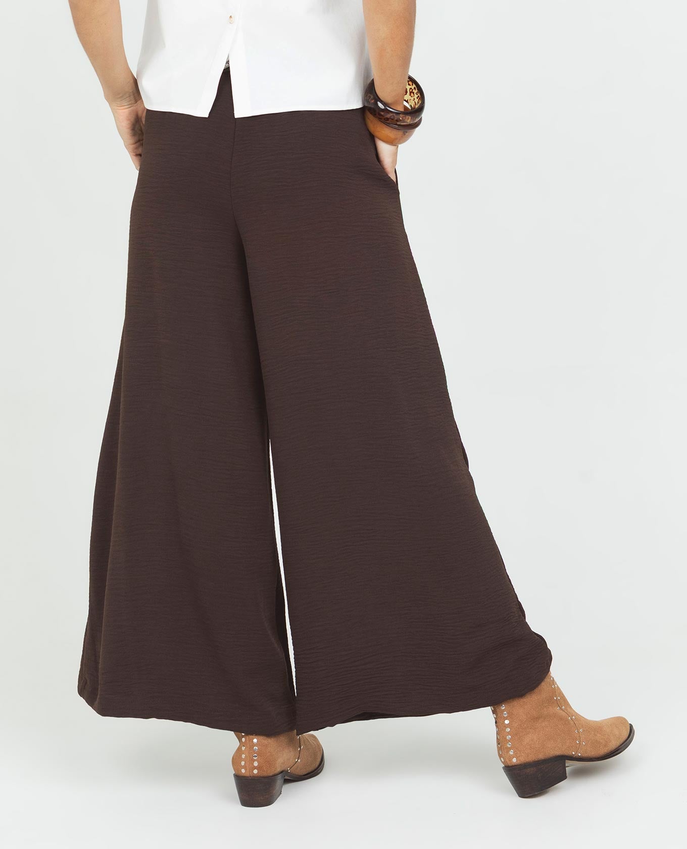 PANTALÓN WIDE LEG PARA MUJER CON ELÁSTICO EN CINTURA TELA CON EFECTO Adrissa