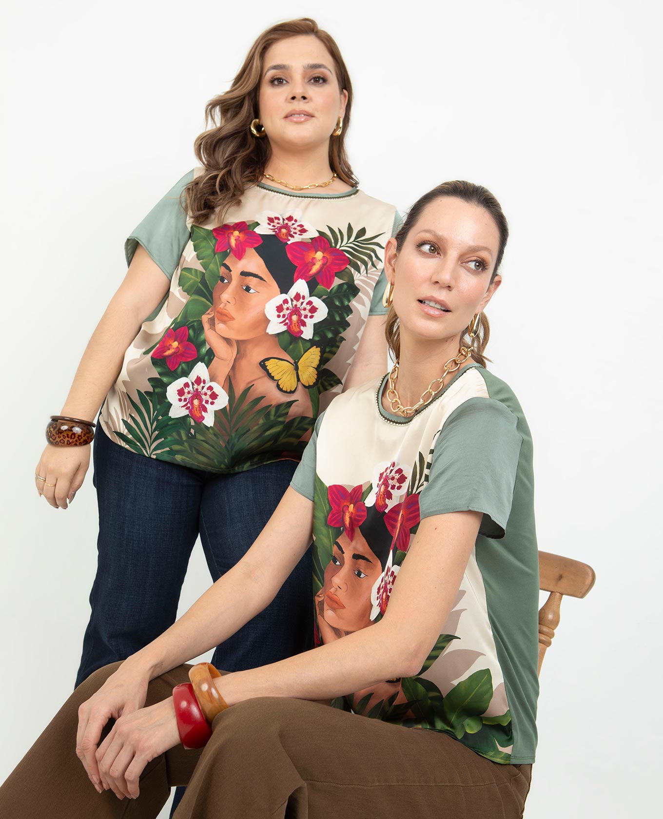 BLUSA MANGA CORTA PARA MUJER ESTAMPADO EXCLUSIVO CON PUNTADA ARTESANAL EN MEZCLA Adrissa