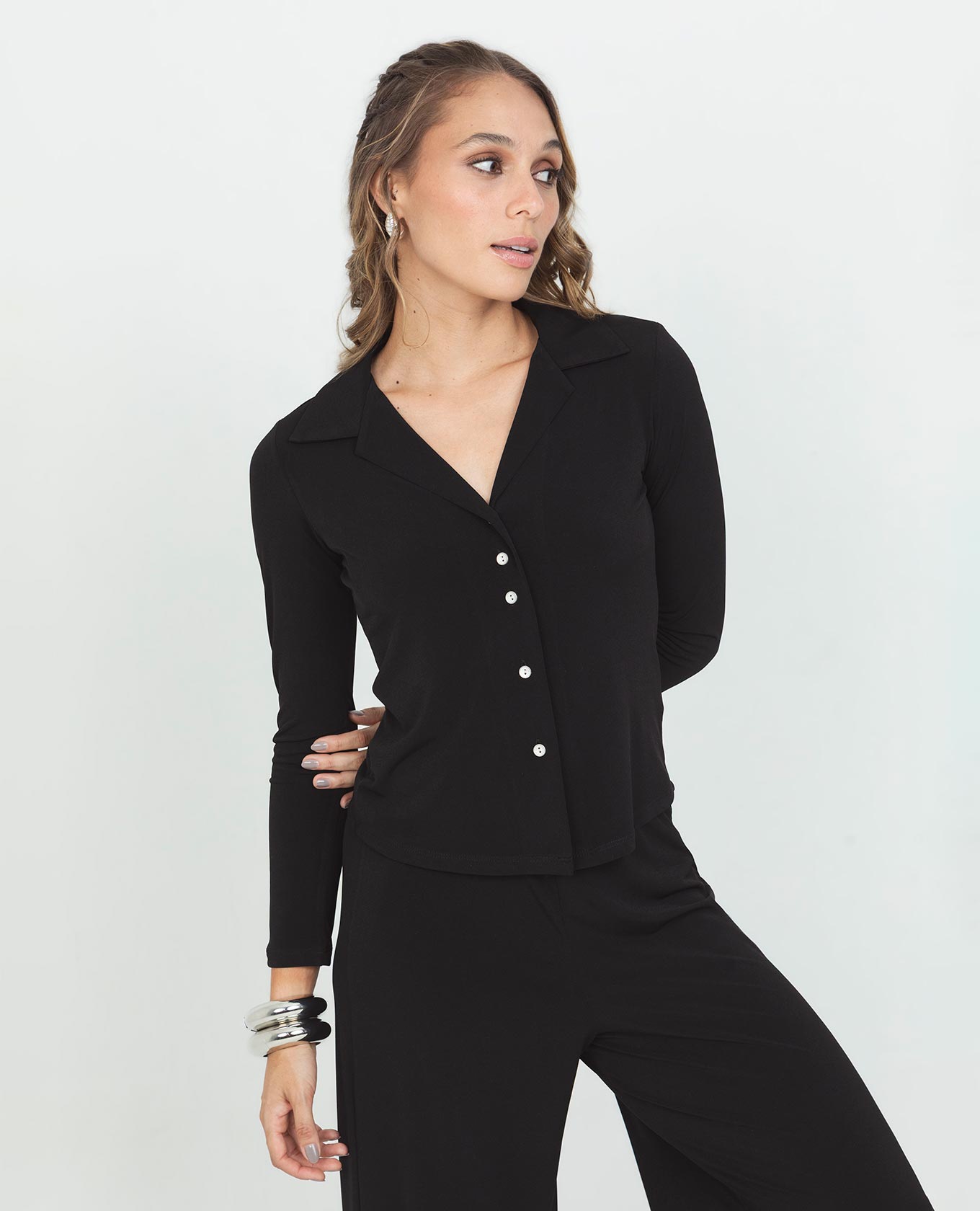 CAMISA EN TEJIDO PUNTO PARA MUJER MANGA LARGA Adrissa