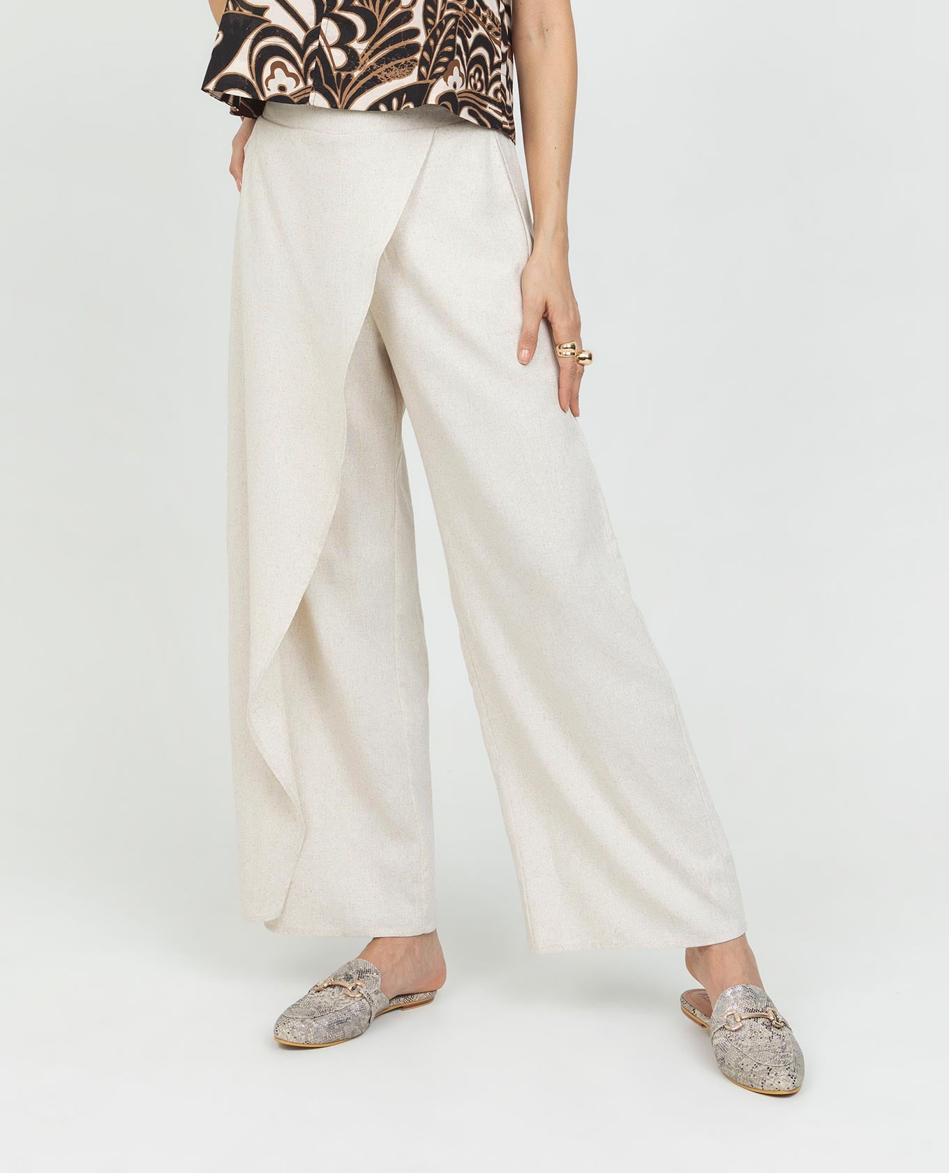 PANTALON PAREO PARA MUJER ELASTICO EN CINTURA TELA EFECTO SEMILLA Adrissa | Ropa para mujer Pantalones