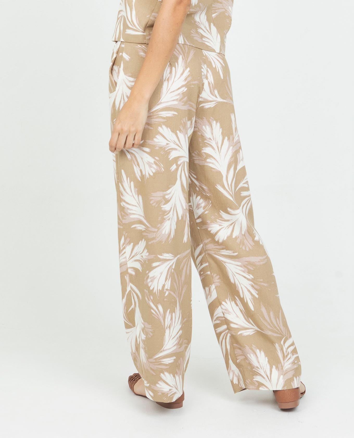 PANTALÓN RECTO PARA MUJER ESTAMPADO TELA CON MEZCLA DE LINO Adrissa