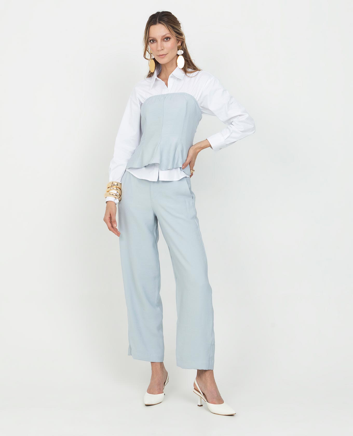 TOP STRAPLESS PARA MUJER CON ABANICOS Y NIDO DE ABEJA EN ESPALDA Adrissa | Ropa para mujer