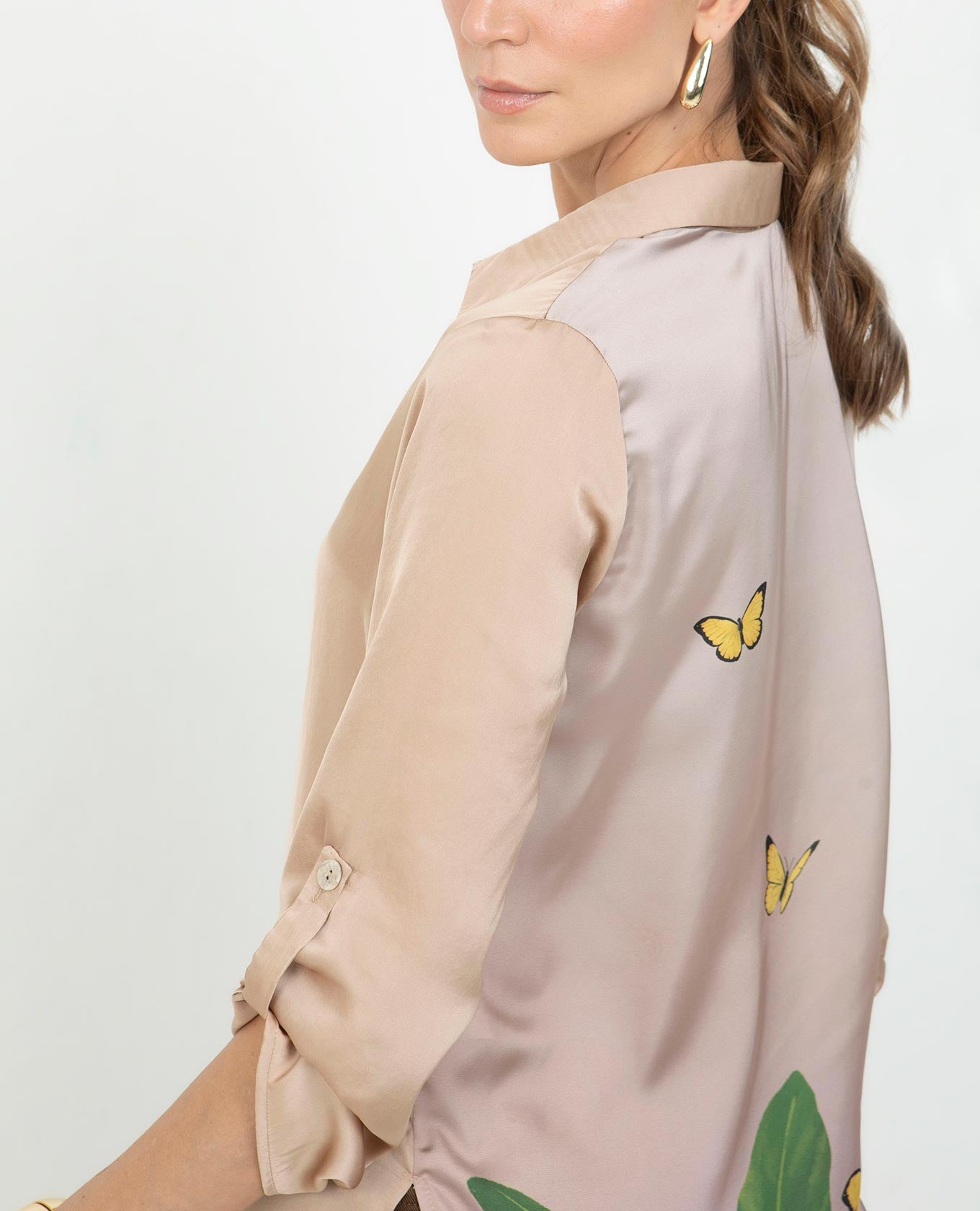 KAFTAN SATINADO PARA MUJER ESTAMPADO EXCLUSIVO EN ESPALDA MANGA 3/4 Adrissa | Ropa para mujer Blusas