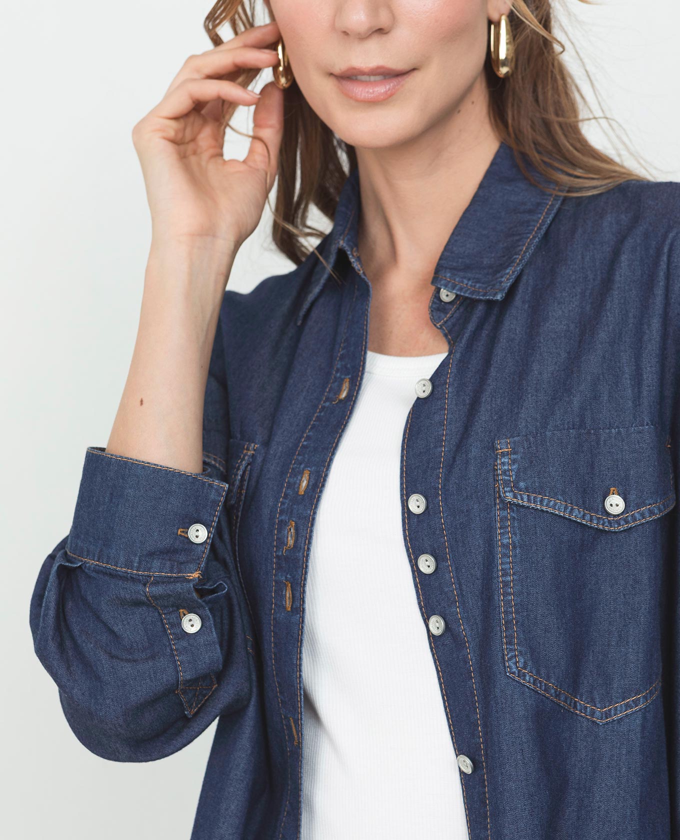 CAMISA CHAMBRAY PARA MUJER SILUETA OVERSIZE MANGA LARGA Adrissa