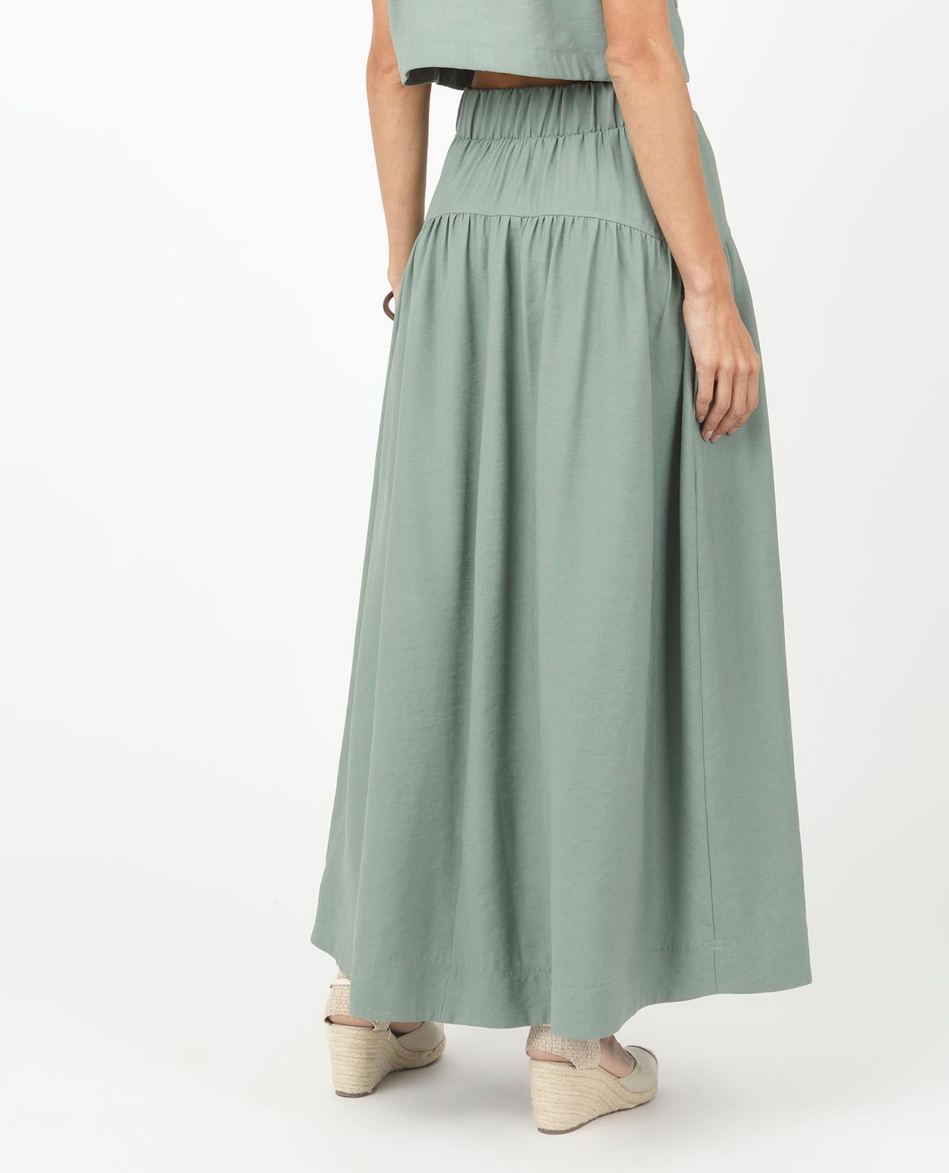 FALDA MIDI PARA MUJER CON TIRA PARA ANUDAR Y ELASTICO EN CINTURA Adrissa | Ropa para mujer Faldas