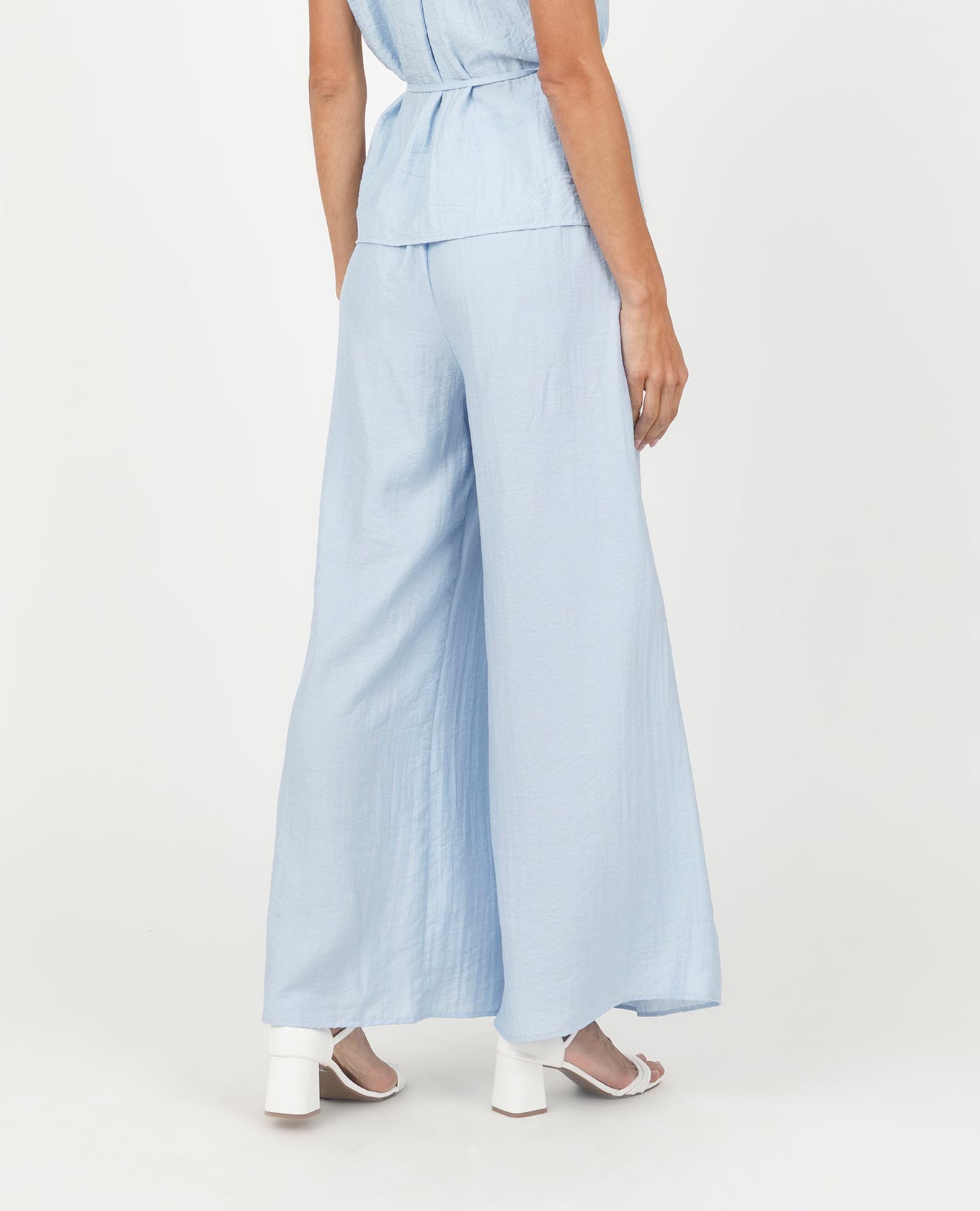 PANTALÓN WIDE LEG PARA MUJER CON ELASTICO EN CINTURA Y TIRA PARA ANUDAR Adrissa | Ropa para mujer Pantalones