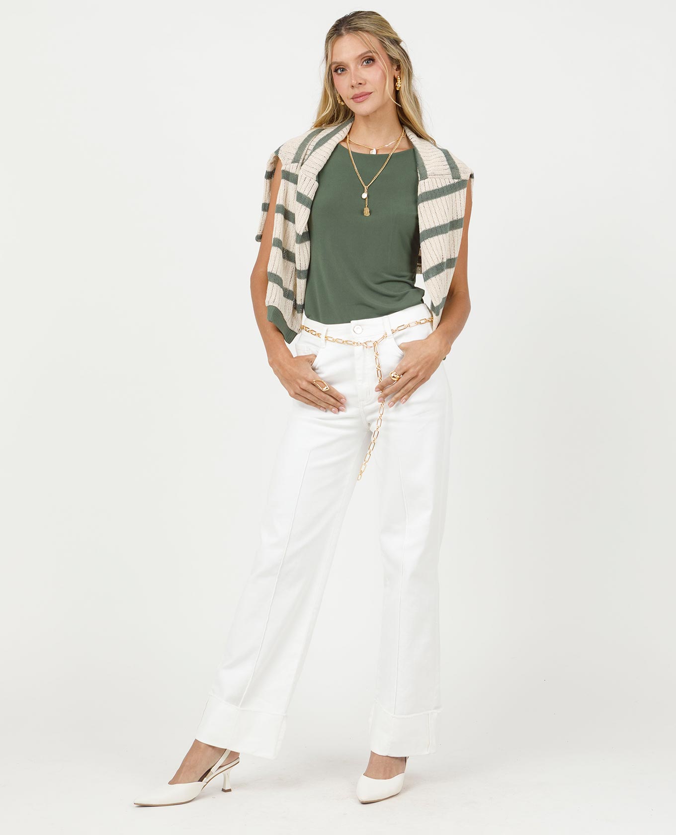 BUZO TEJIDO PARA MUJER ESCOTE V EN RAYAS Adrissa | Ropa para mujer