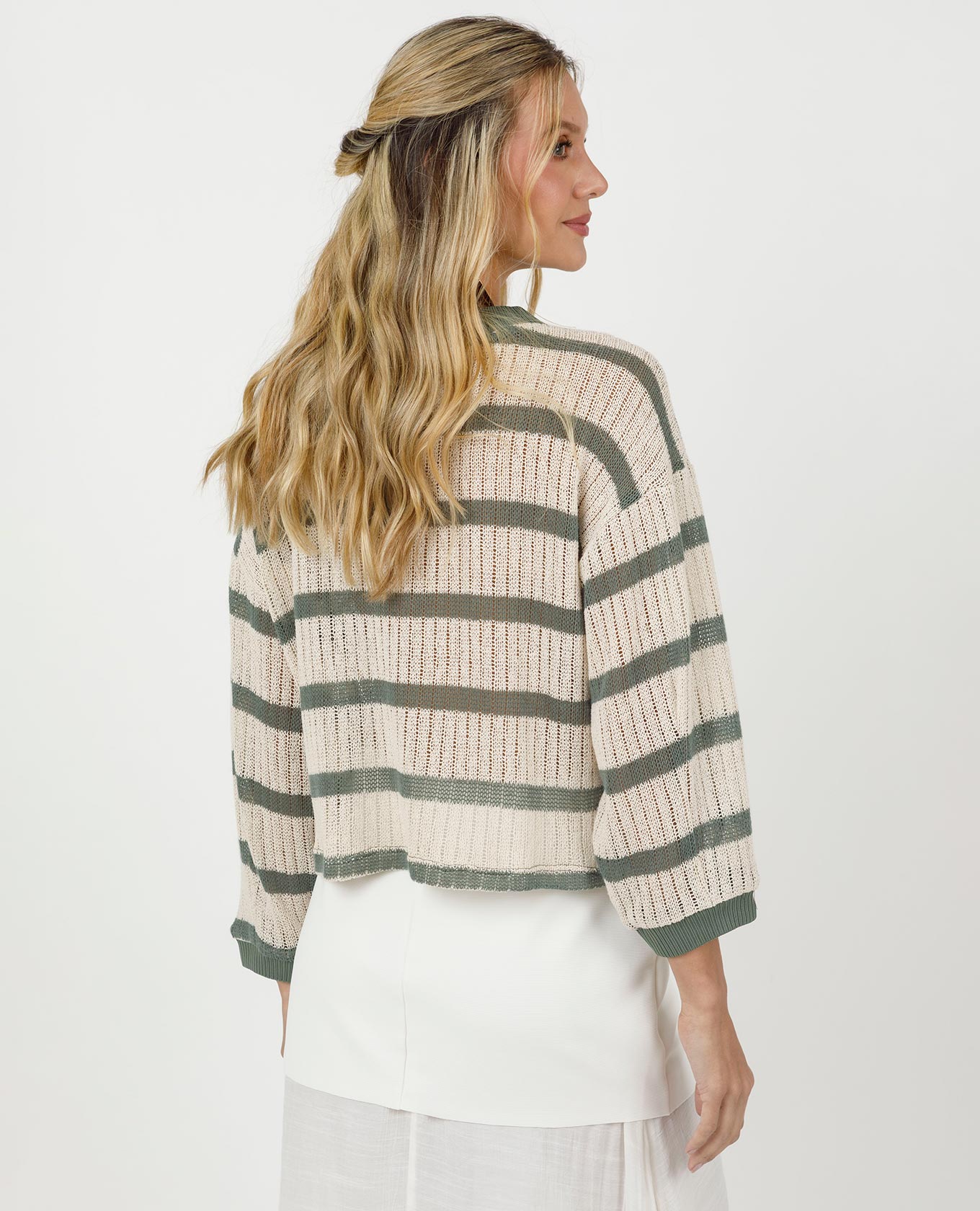 BUZO TEJIDO PARA MUJER ESCOTE V EN RAYAS Adrissa | Ropa para mujer