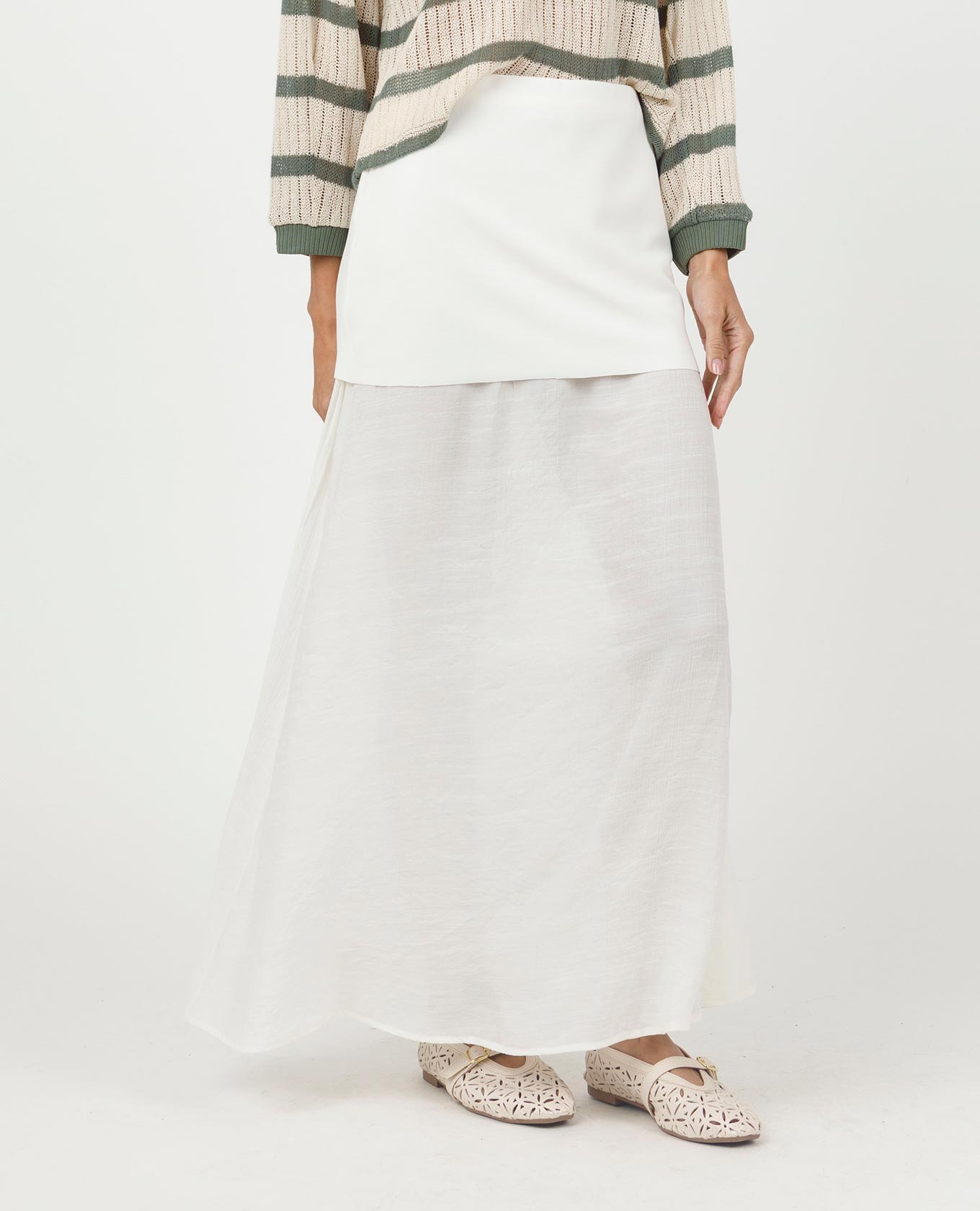 FALDA LARGA PARA MUJER DOBLE EN MEZCLA DE TELAS Adrissa | Ropa para mujer Faldas