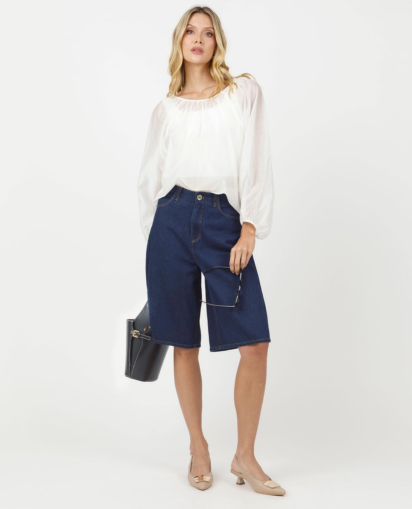 BLUSA MANGA RANGLAN PARA MUJER EN TRANSPARENCIA CON VOLUMEN EN MANGAS Adrissa | Ropa para mujer Blusas