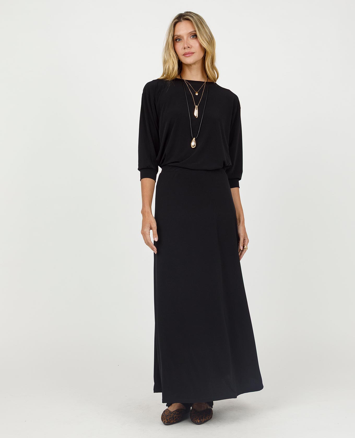 FALDA LARGA PARA MUJER EN TEJIDO DE PUNTO CON ELASTICO EN CINTURA Adrissa | Ropa para mujer Faldas