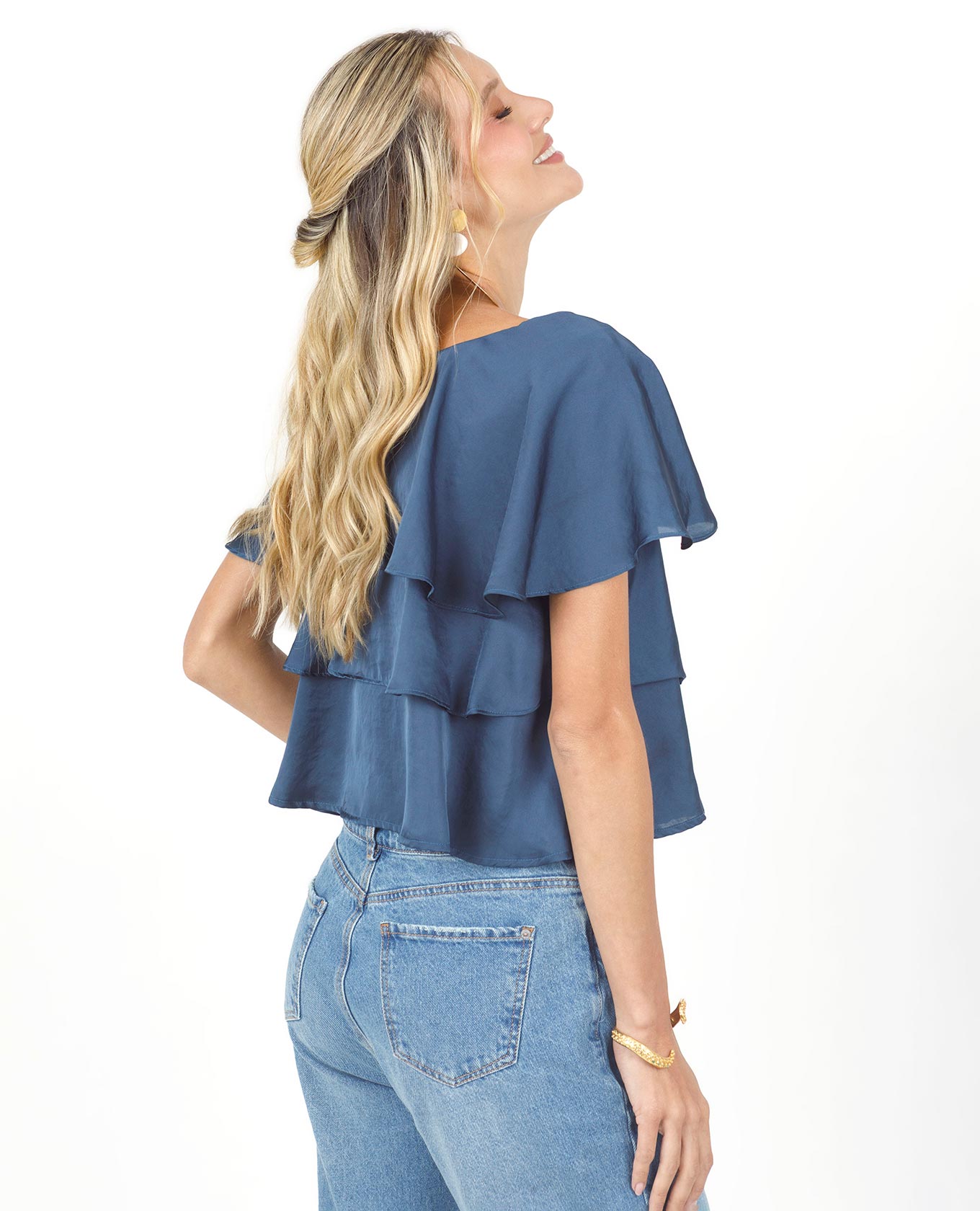 BLUSA MANGA CORTA PARA MUJER EN TELA SATINADA CON BOLEROS Adrissa | Ropa para mujer