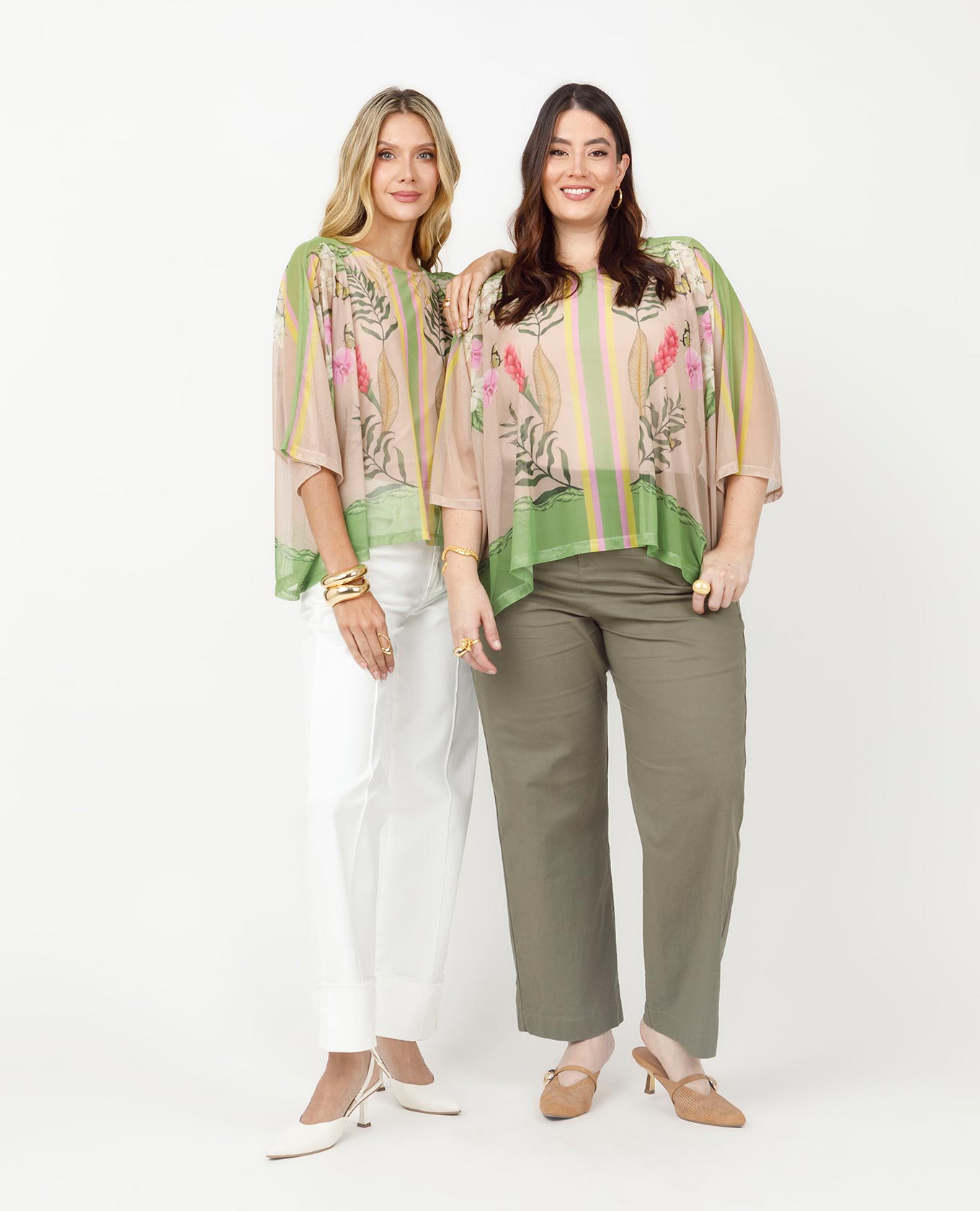 BLUSA ESTAMPADA PARA MUJER SILUETA PONCHO EN TRANSPARENCIA Adrissa | Ropa para mujer