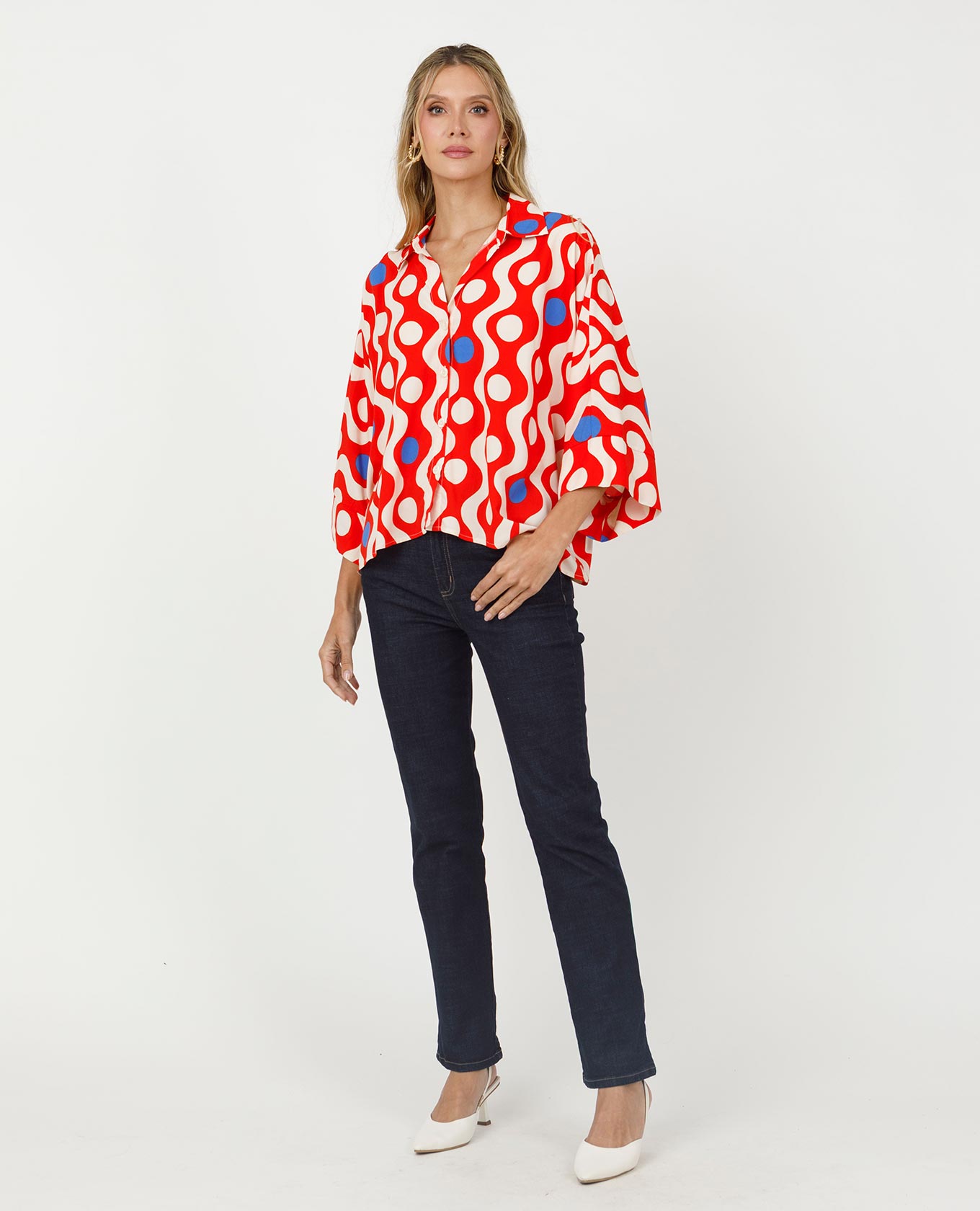 CAMISA ESTAMPADA PARA MUJER SILUETA CORTA MANGA INCLUIDA Adrissa | Ropa para mujer Blusas