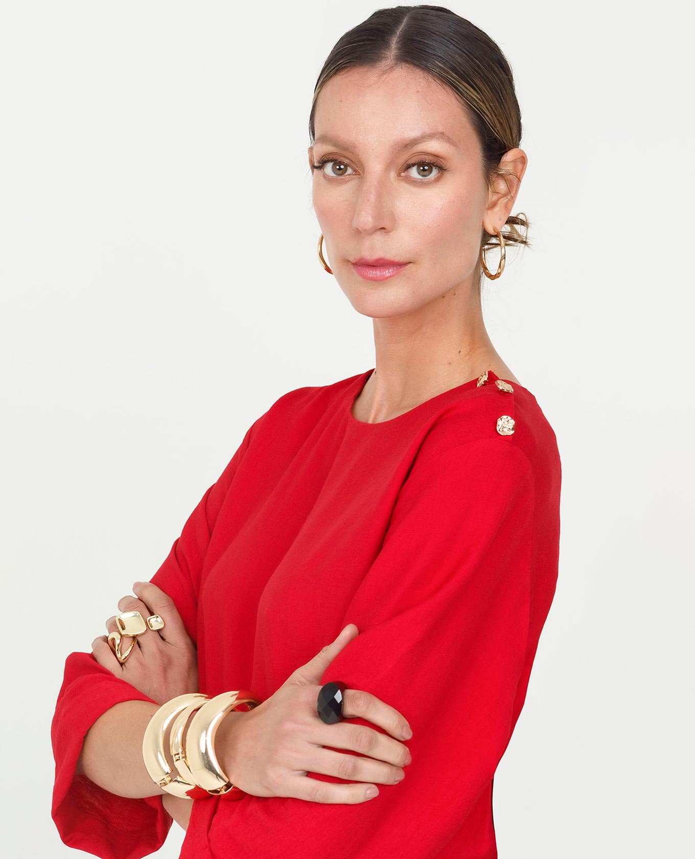 BLUSA MANGA 3/4 PARA MUJER CON BOTONES DORADOS Adrissa | Ropa para mujer Blusas