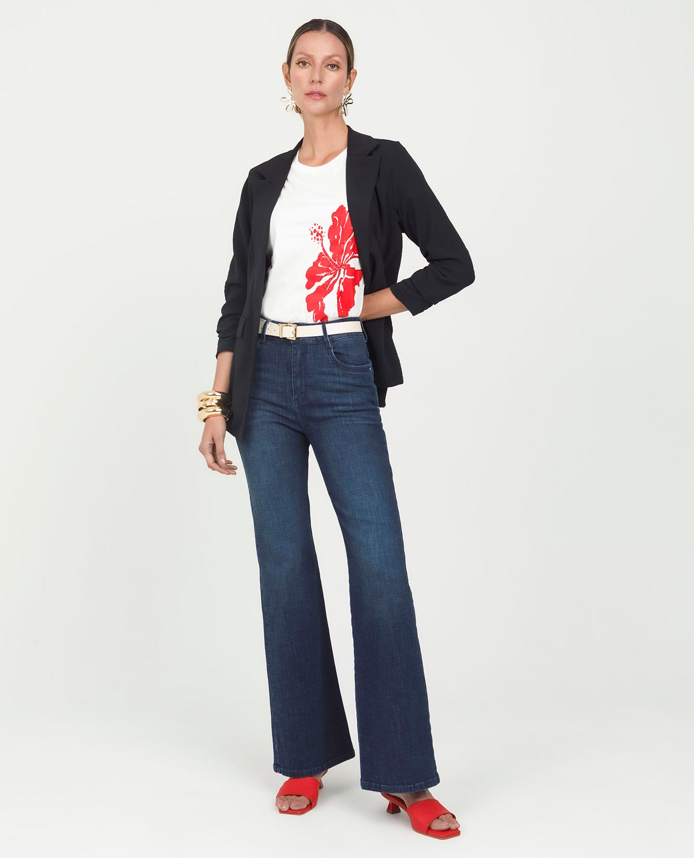 CAMISETA EN ALGODÓN PARA MUJER ESTAMPADO CON BORDADO EN LENTEJUELAS MANGA CORTA Adrissa | Ropa para mujer