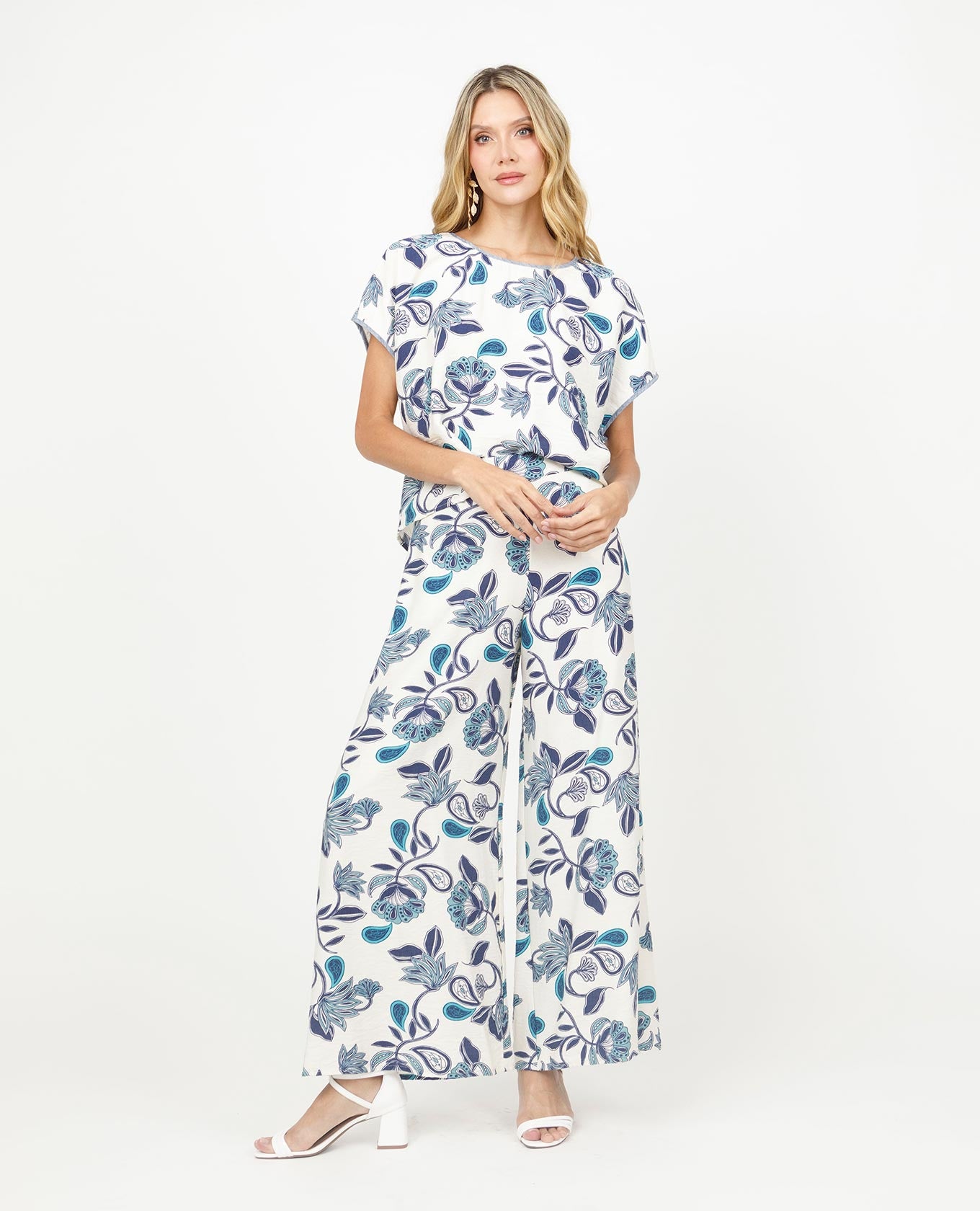 PANTALON WIDE LEG PARA MUJER ESTAMPADO CON ELÁSTICO EN CINTURA Adrissa | Ropa para mujer