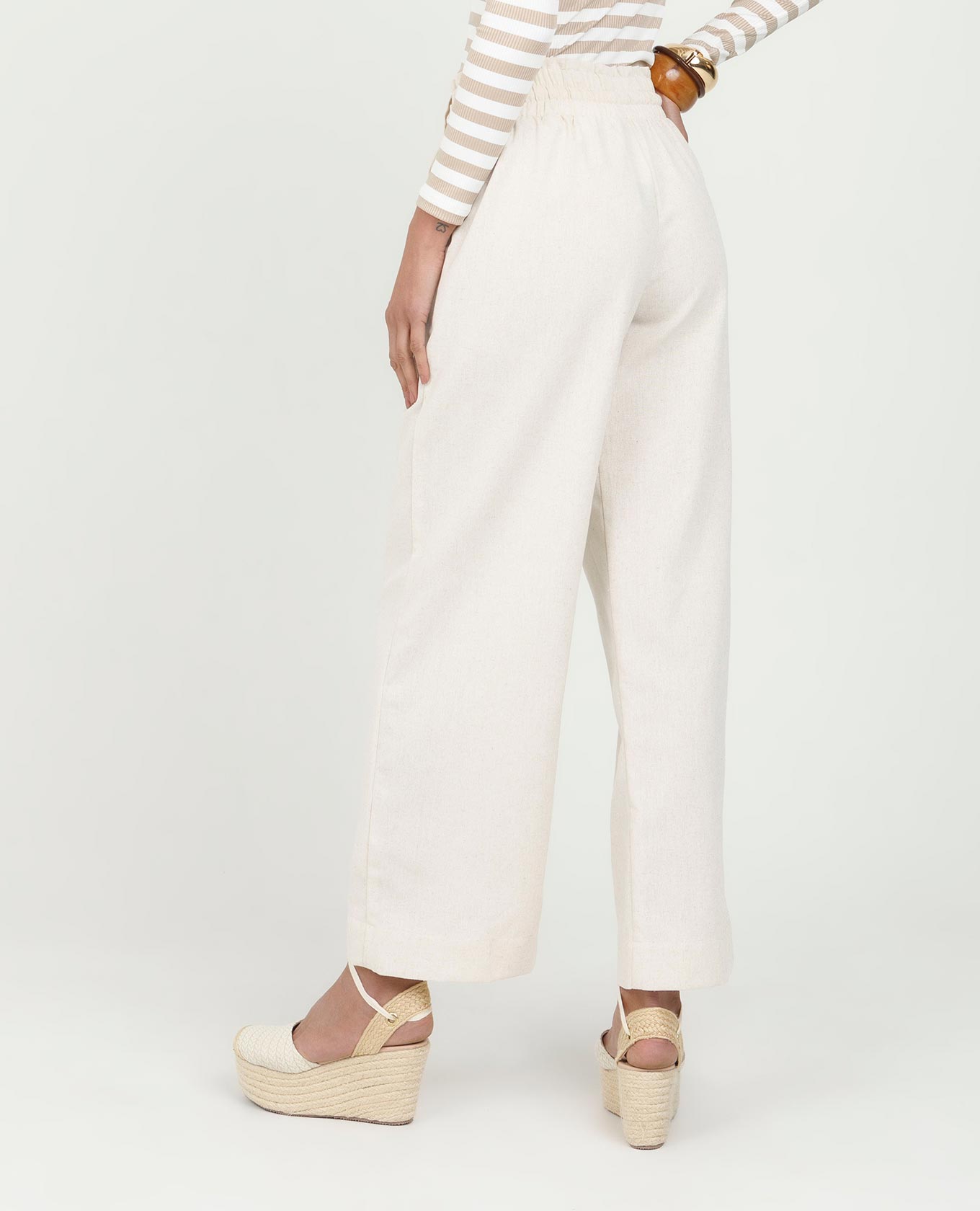 PANTALÓN RECTO PARA MUJER CON ELASTICO EN CINTURA Y CORDÓN BURDO CON PUNTERAS Adrissa | Ropa para mujer Pantalones