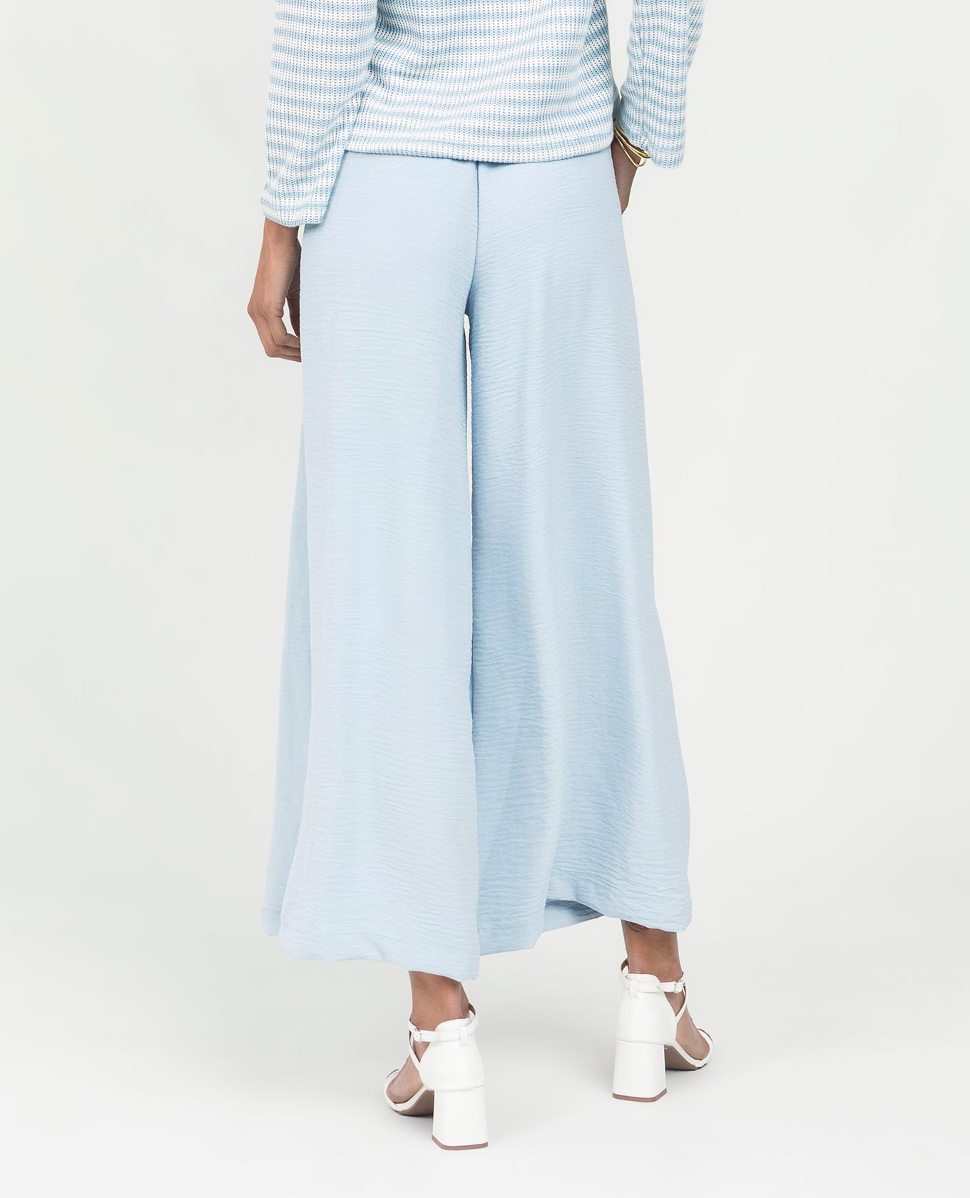 PANTALÓN WIDE LEG PARA MUJER CON ELÁSTICO EN CINTURA TELA CON EFECTO Adrissa