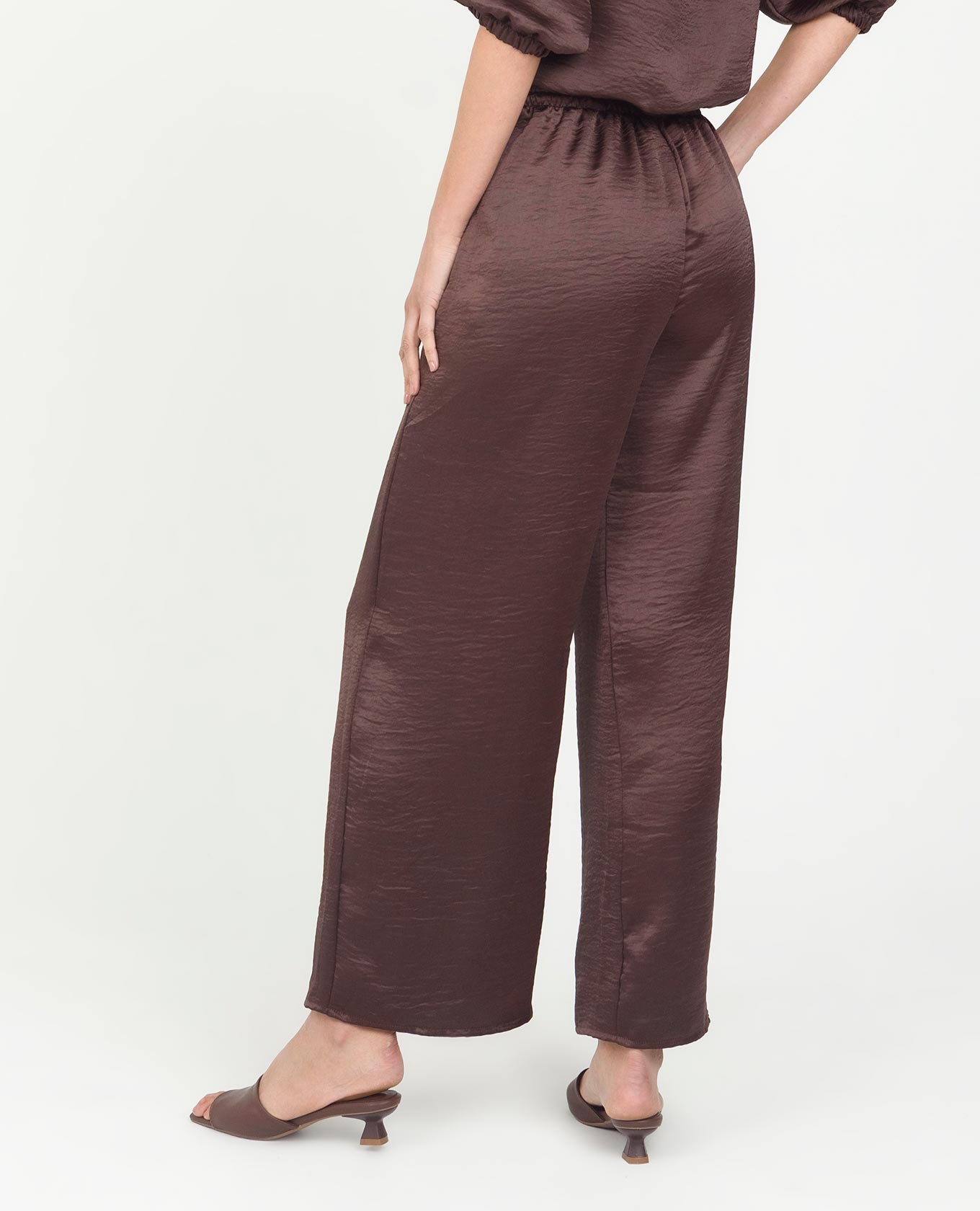 PANTALÓN SATINADO PARA MUJER TIRAS AJUSTABLES EN CINTURA CON PUNTERAS Adrissa | Ropa para mujer Pantalones