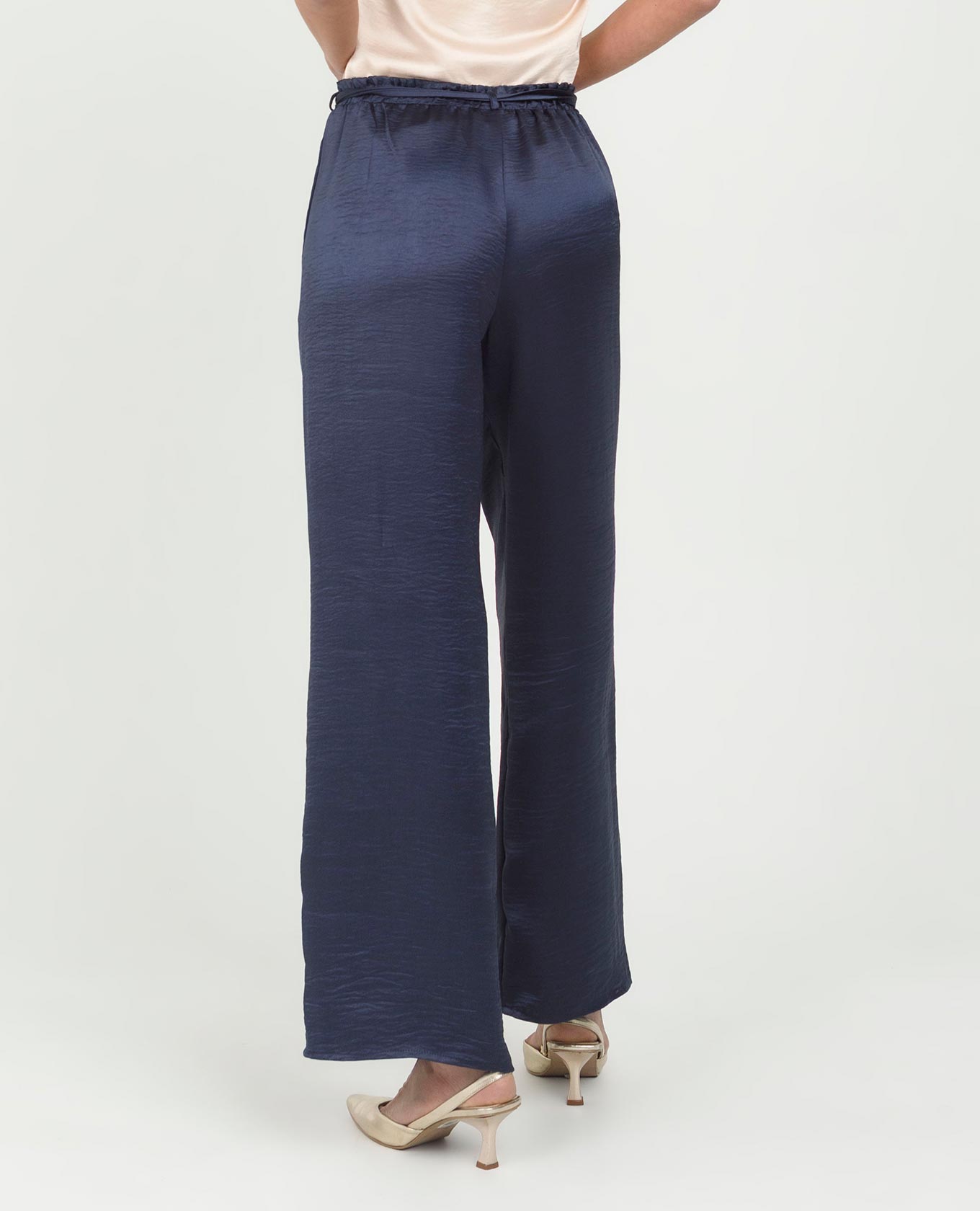 PANTALÓN SATINADO PARA MUJER CINTURÓN CON HEBILLA PRETINA CON ELÁSTICO Adrissa | Ropa para mujer Pantalones