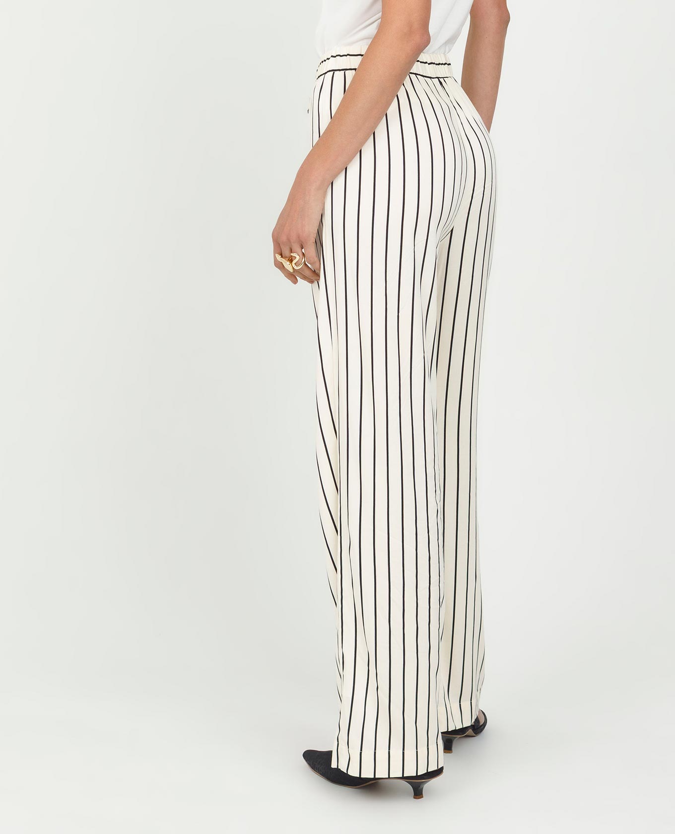 PANTALON RECTO PARA MUJER ESTAMPADO RAYAS PRETINA CON ELASTICO Adrissa | Ropa para mujer Pantalones