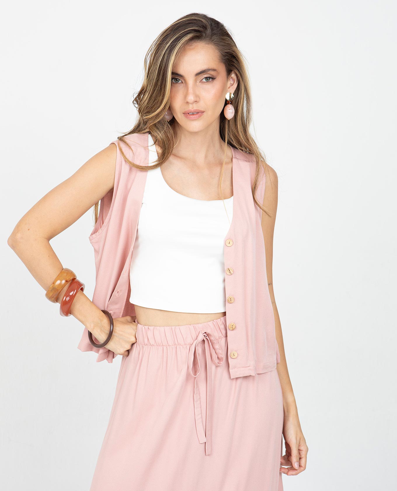 BLUSA MANGA SISA PARA MUJER ESCOTE V BOTONES EN MADERA Adrissa | Ropa para mujer Blusas