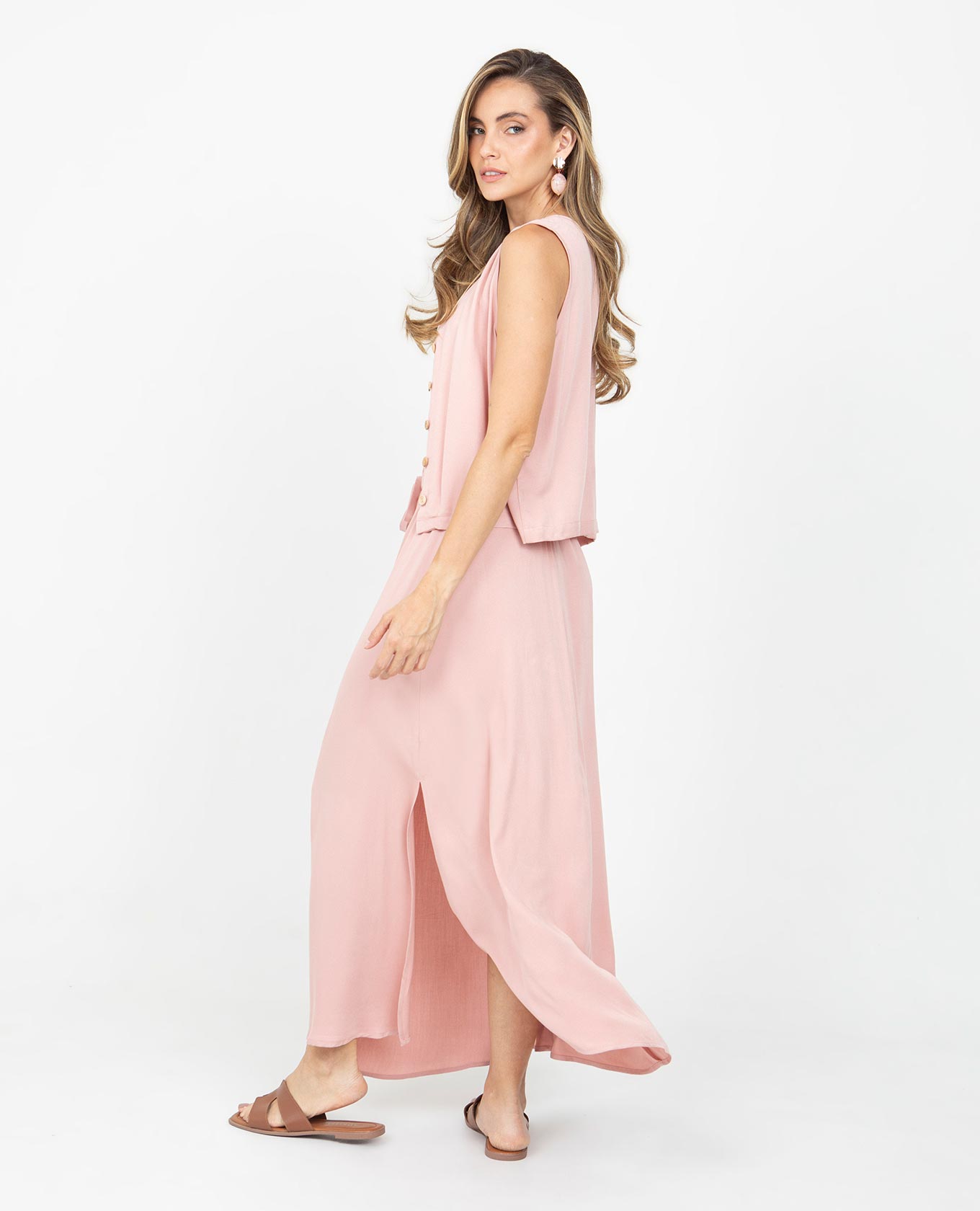 FALDA LARGA PARA MUJER ELÁSTICO CINTURA ABERTURAS COSTADOS Y TIRA PARA ANUDAR Adrissa | Ropa para mujer Blusas