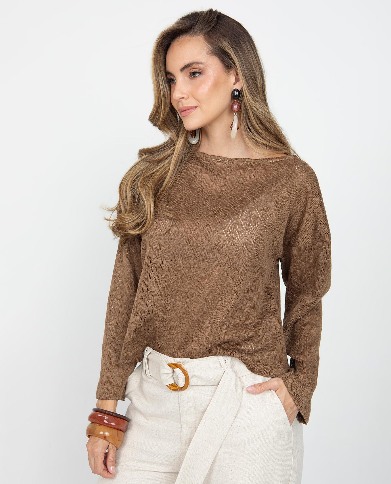 BUZO TEJIDO PARA MUJER ESCOTE SEMIBANDEJA Adrissa | Ropa para mujer Chaquetas