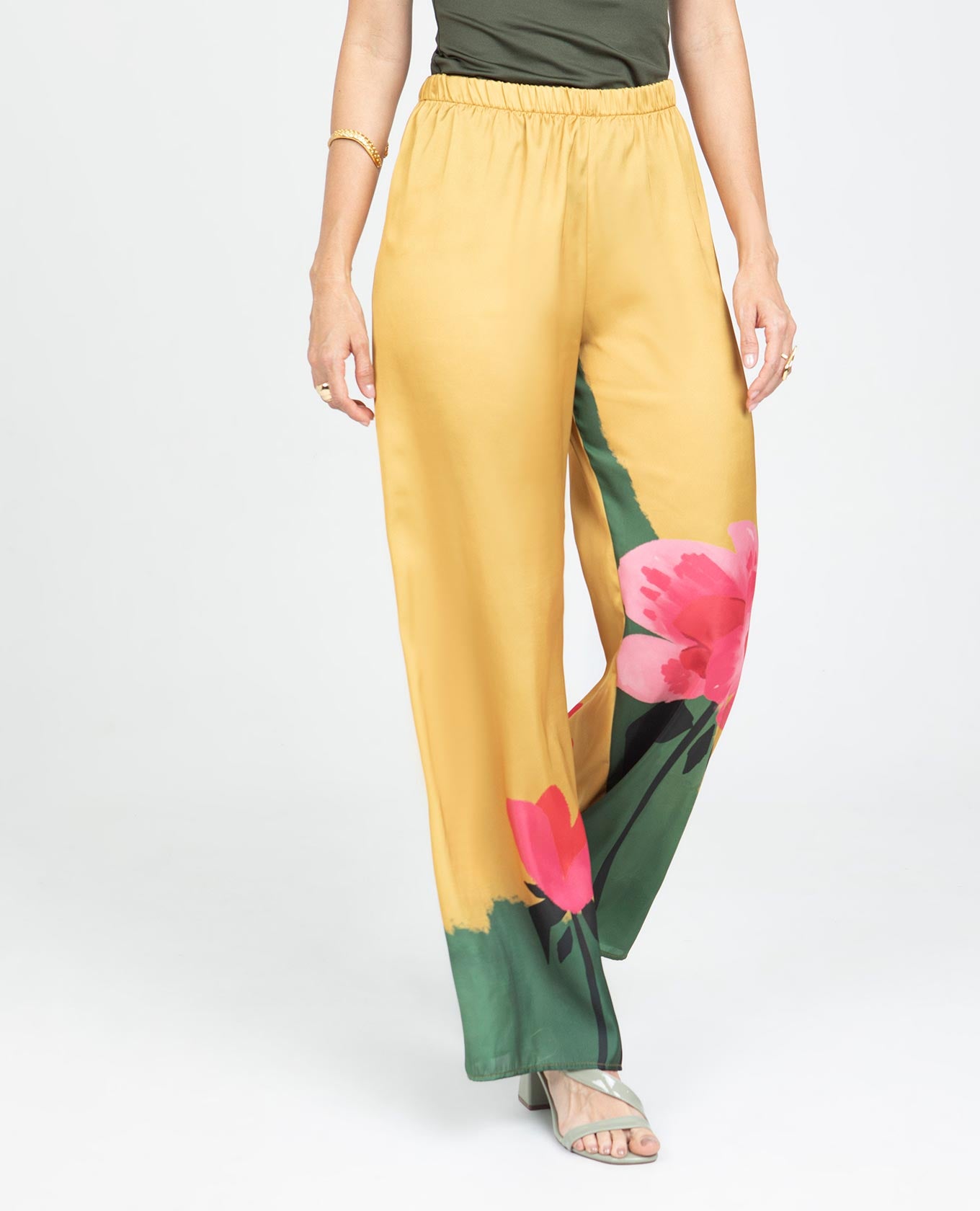 PANTALÓN RECTO PARA MUJER ESTAMPADO EXCLUSIVO CINTURA CON ELÁSTICO