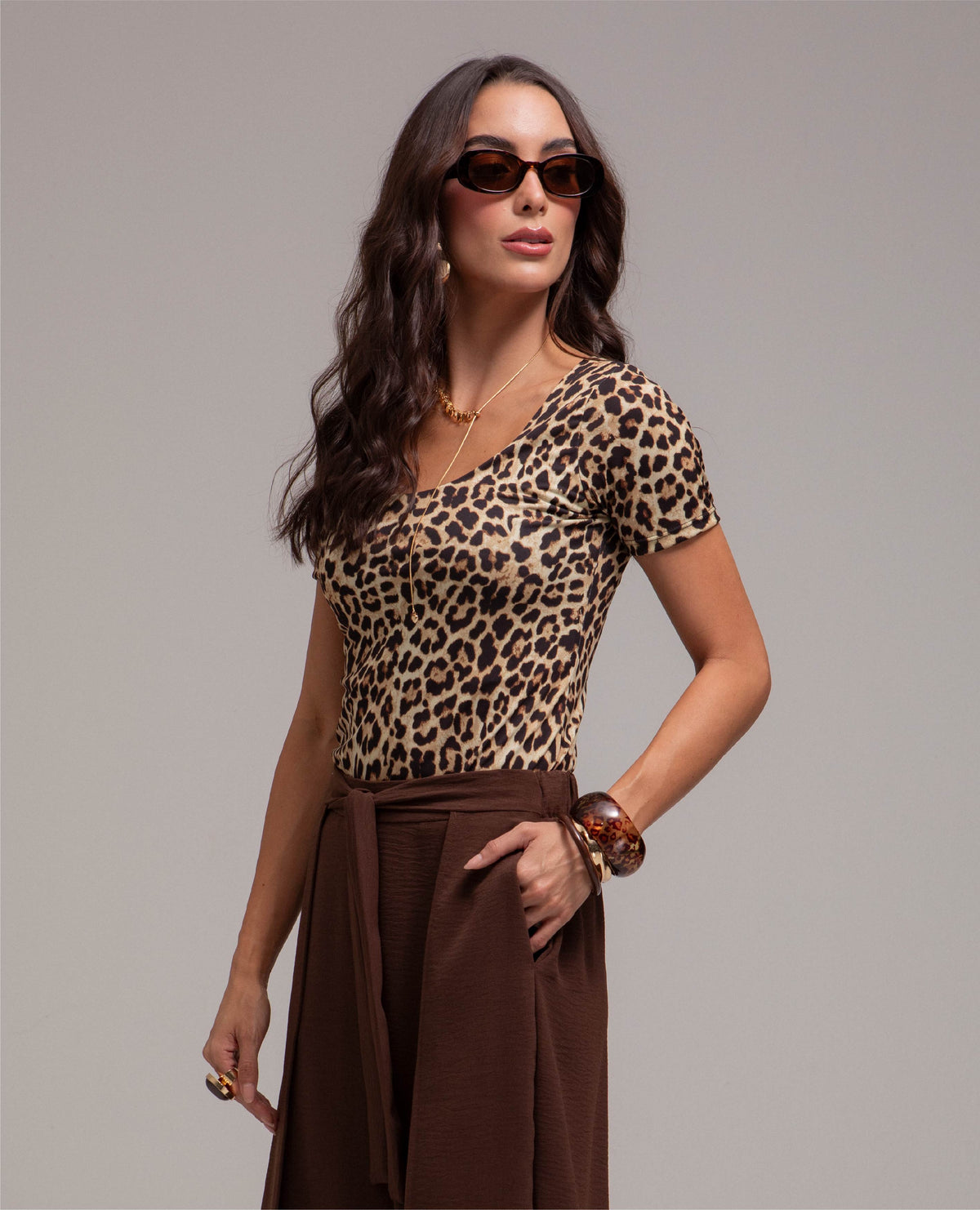 CAMISETA MANGA CORTA PARA MUJER CUELLO U ESTAMPADO ANIMAL