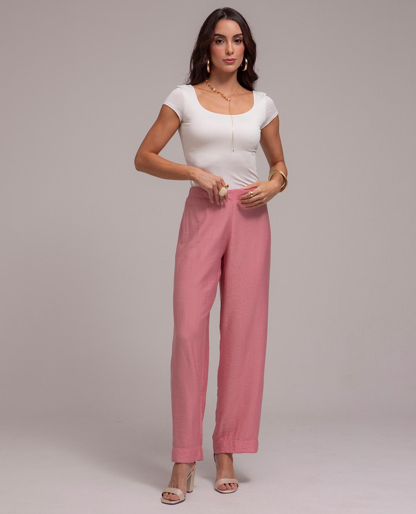 PANTALON RECTO PARA MUJER ELASTICO EN CINTURA Y RUEDO ANCHO Adrissa | Ropa para mujer Pantalones