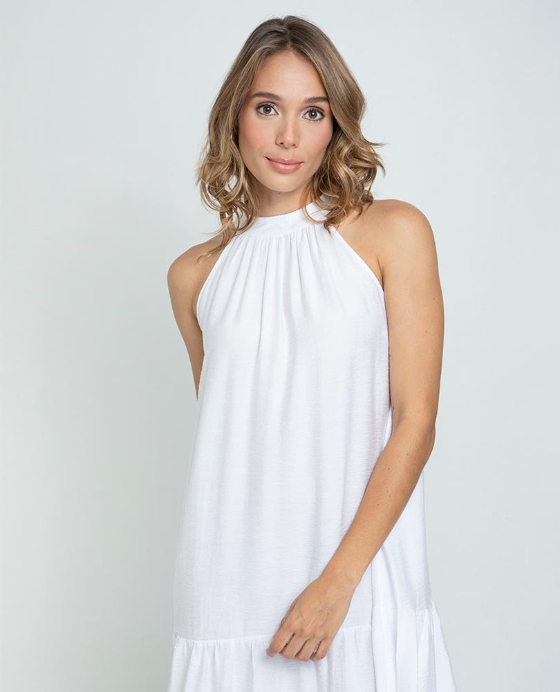 VESTIDO BLANCO PARA MUJER ESCOTE HALTER Adrissa