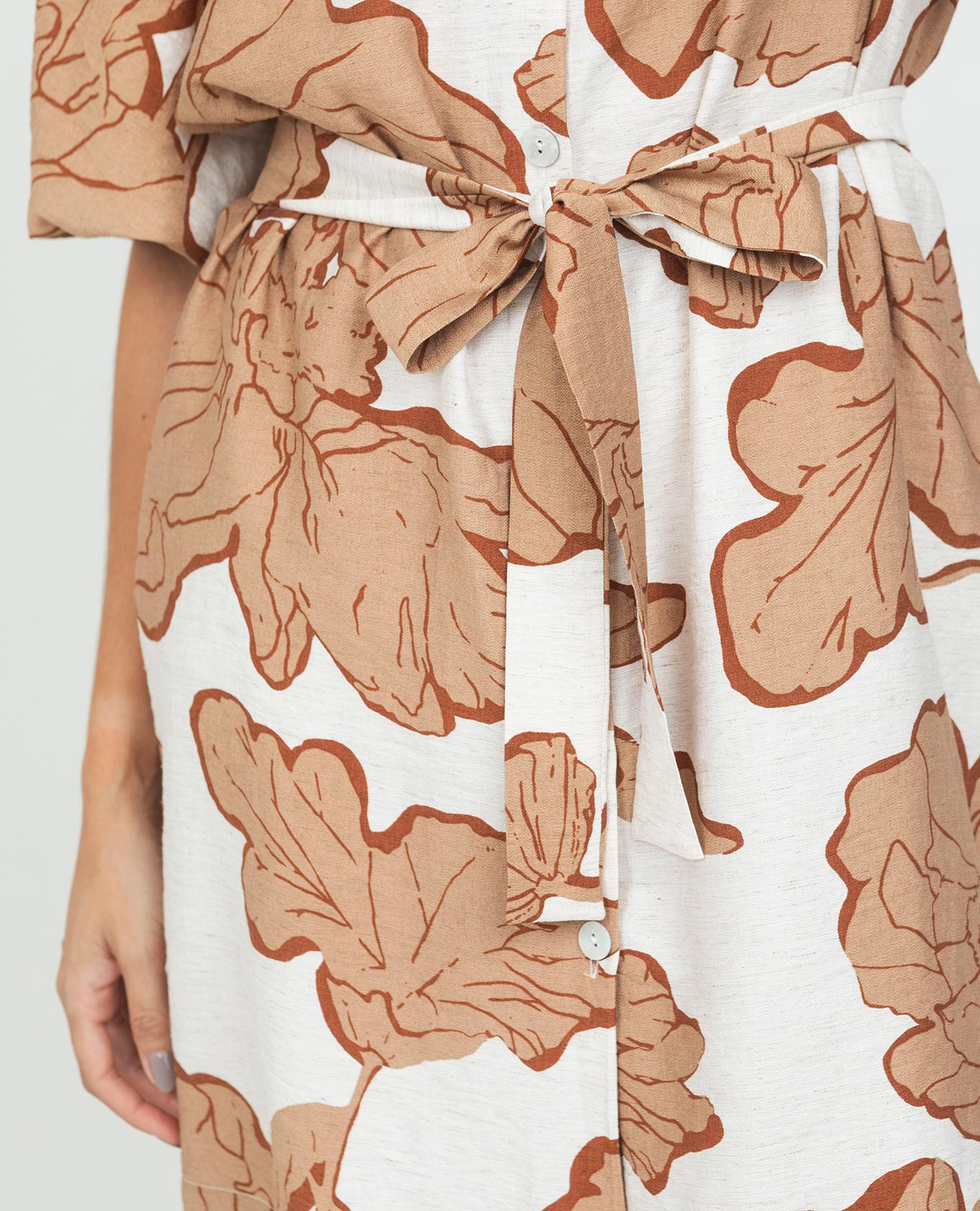 VESTIDO CAMISERO PARA MUJER CORTO ESTAMPADO CON MANGA GLOBO Y CINTURÓN Adrissa