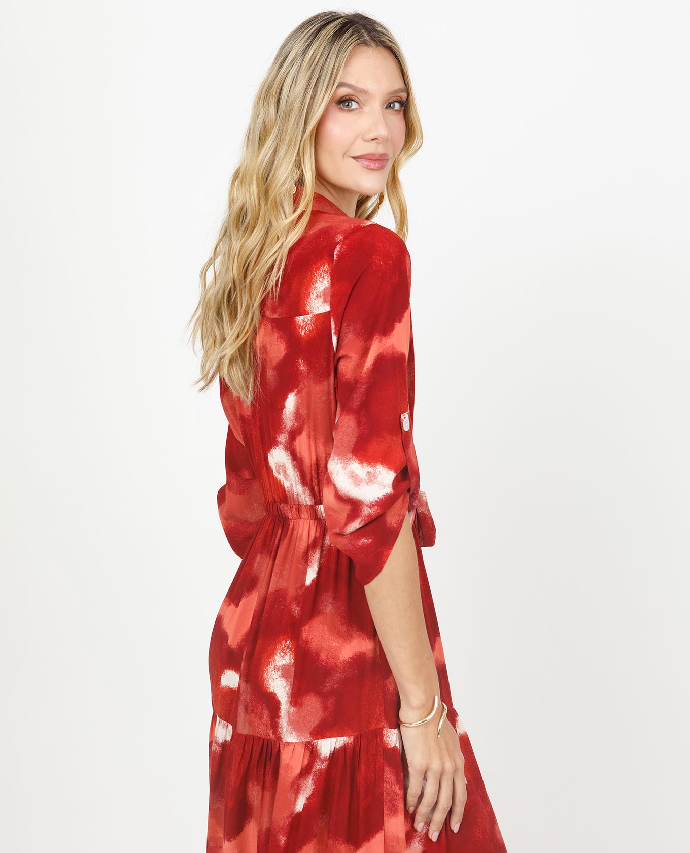 VESTIDO CAMISERO PARA MUJER ESTAMPADO CON FAROLES Y CANAL EN CINTURA Adrissa | Ropa para mujer Vestidos